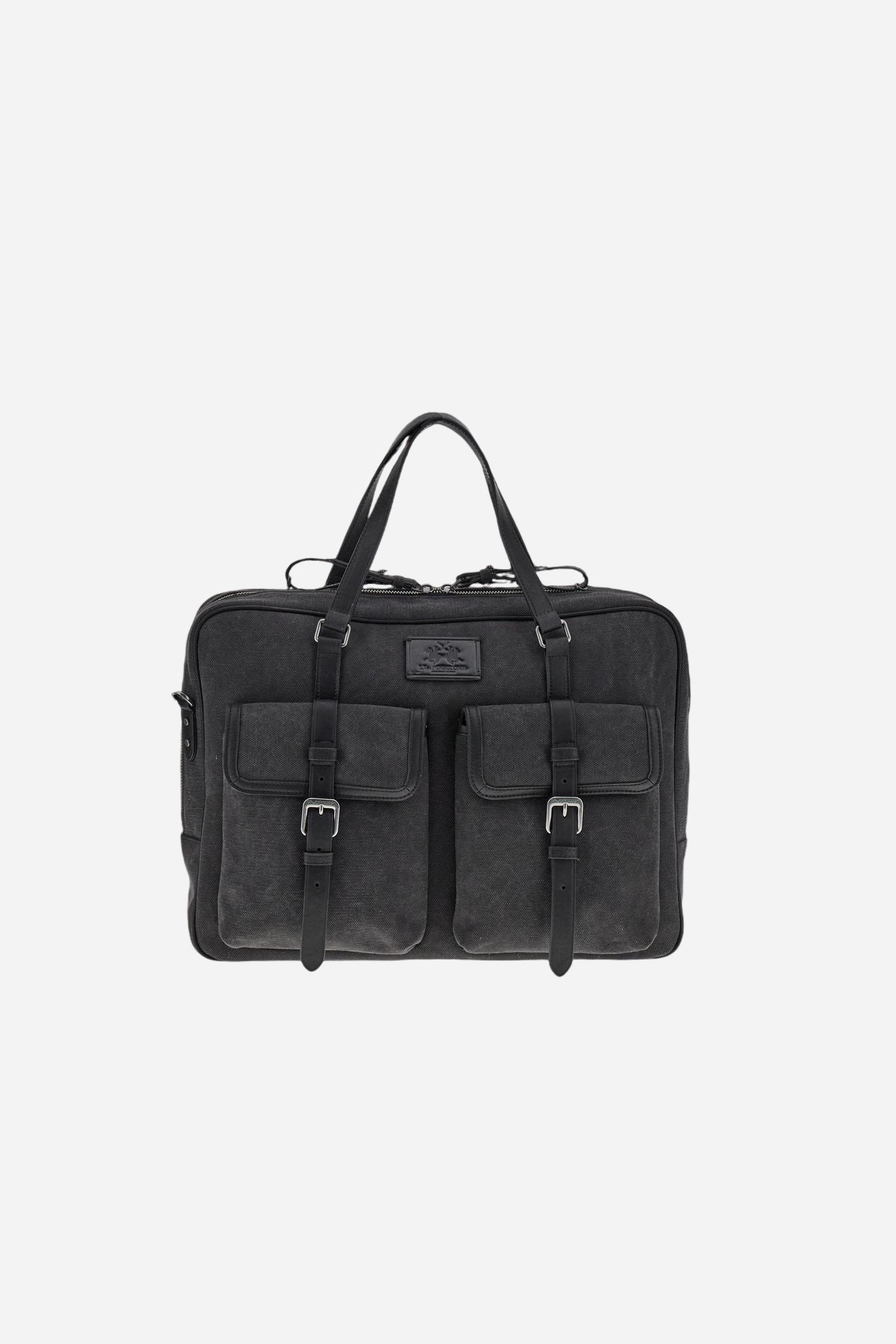 Aktentasche aus gewaschenem Canvas und Leder – Ramiro
