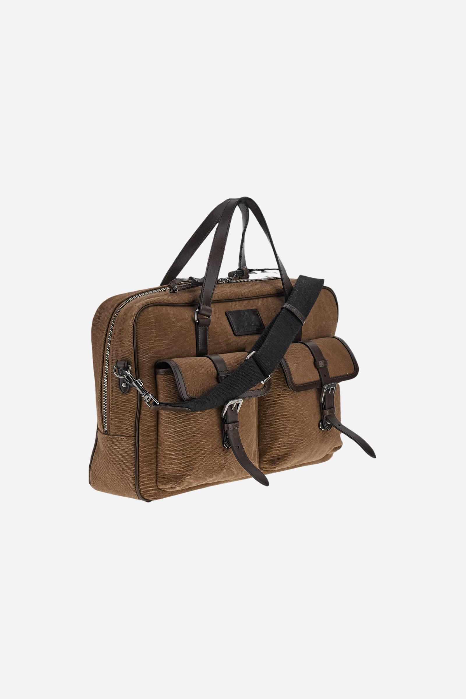 Aktentasche aus gewaschenem Canvas und Leder – Ramiro - Image 3