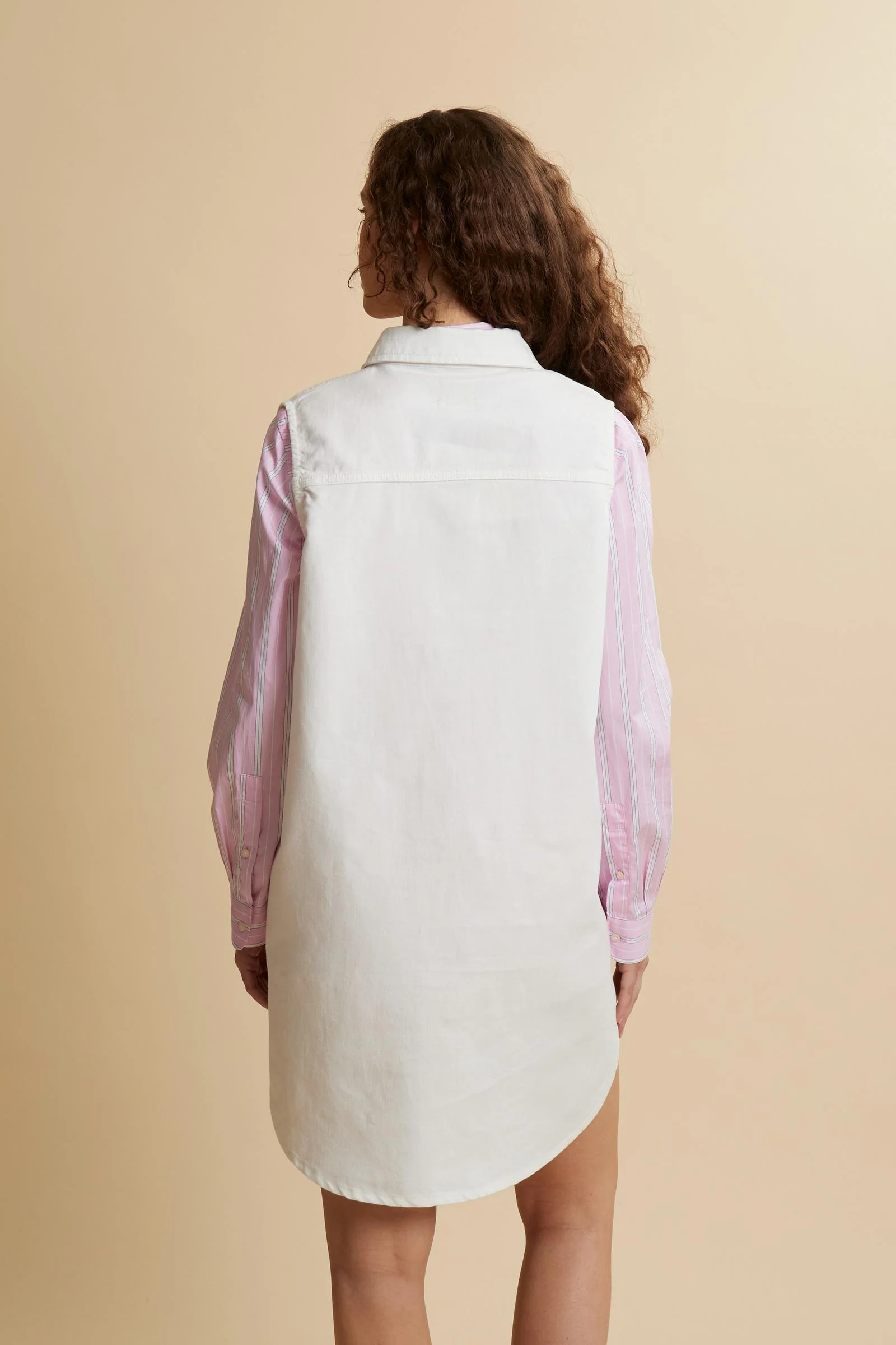 Damen-ärmelloses Kleid aus Baumwoll-Leinen-Denim – Caroline - Image 4
