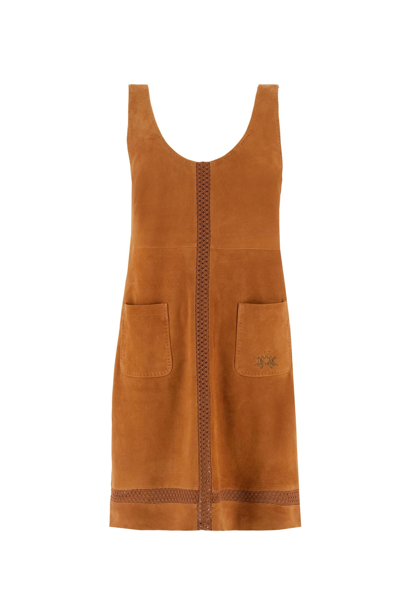 Damen Ärmelloses Kleid aus Veloursleder mit perforierten Einsätzen – Cipriana - Image 5