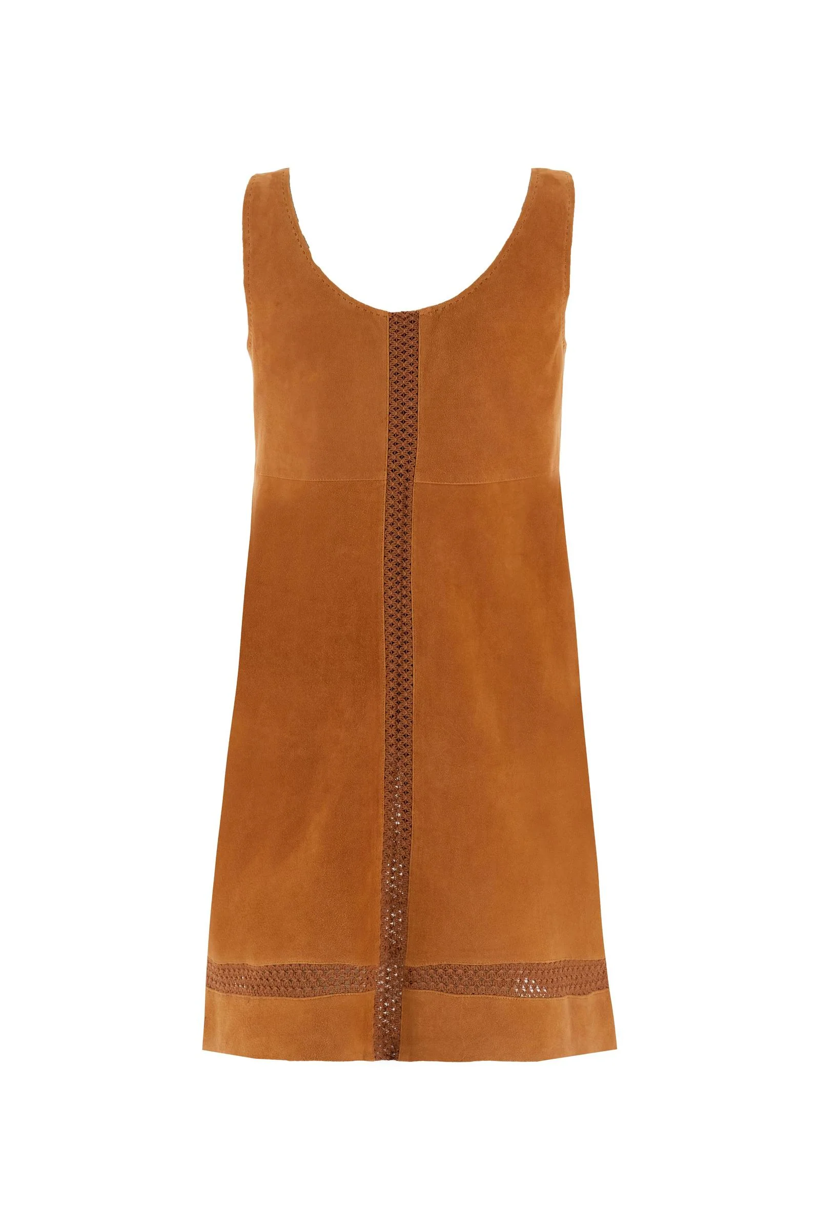 Damen Ärmelloses Kleid aus Veloursleder mit perforierten Einsätzen – Cipriana - Image 6
