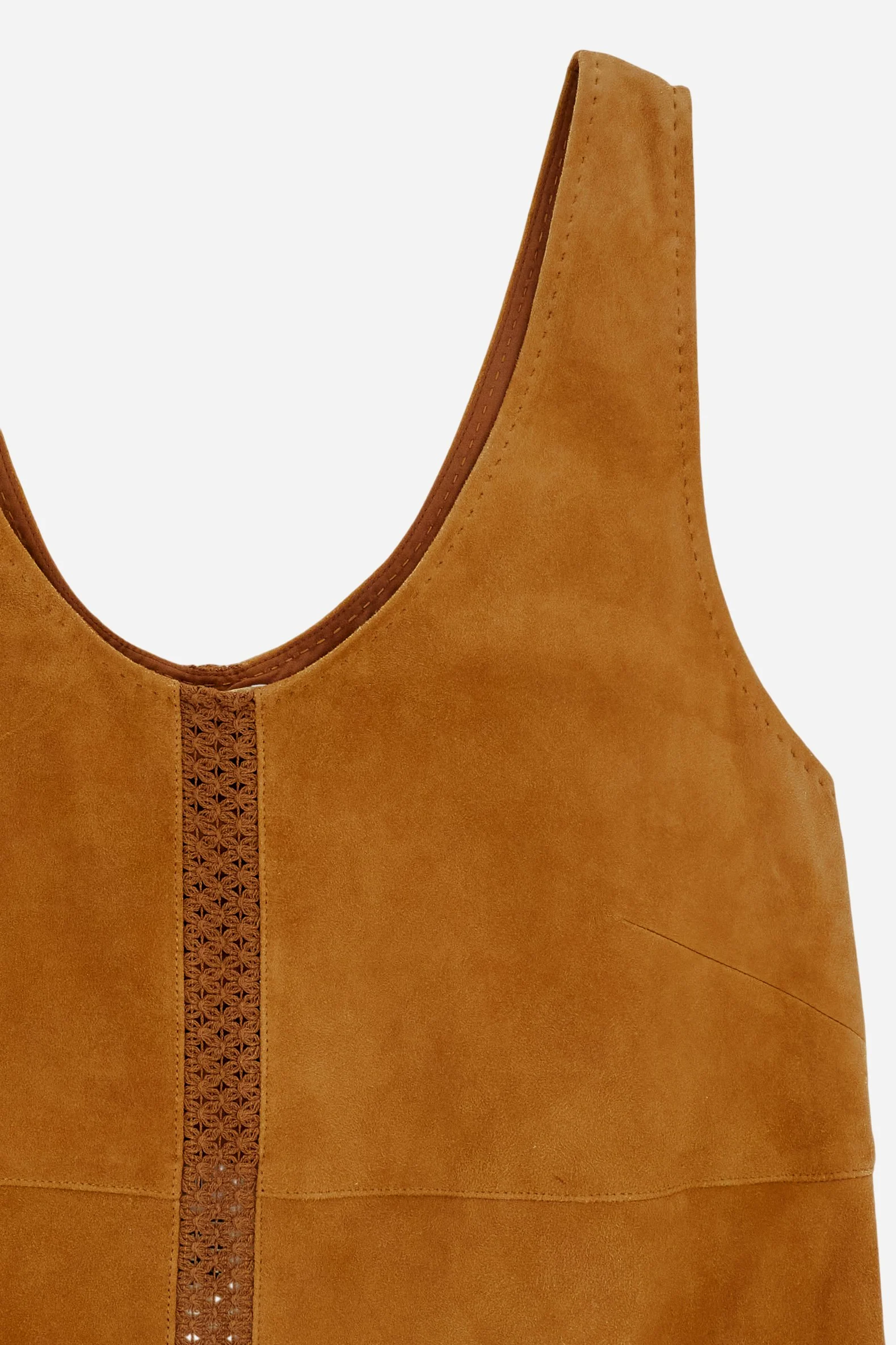 Damen Ärmelloses Kleid aus Veloursleder mit perforierten Einsätzen – Cipriana - Image 8