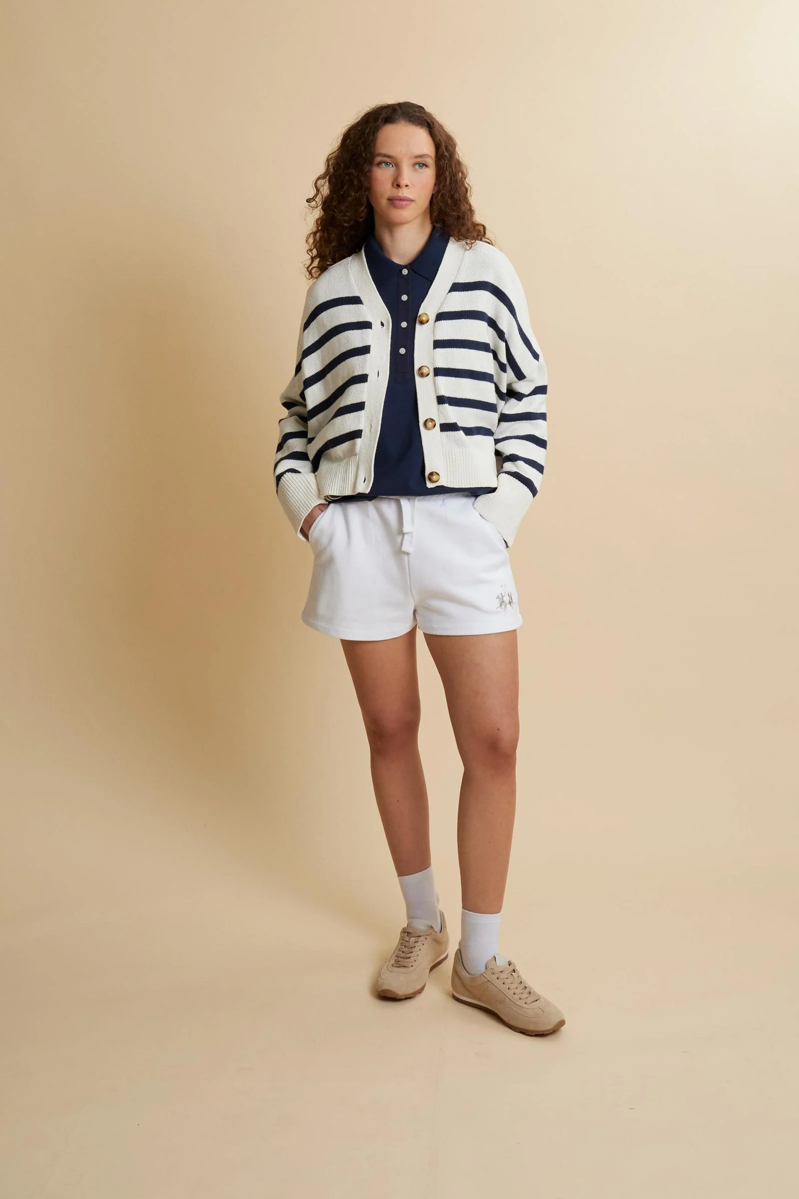 Damen-Cardigan aus gestreifter Baumwolle - Cesaria - Image 2
