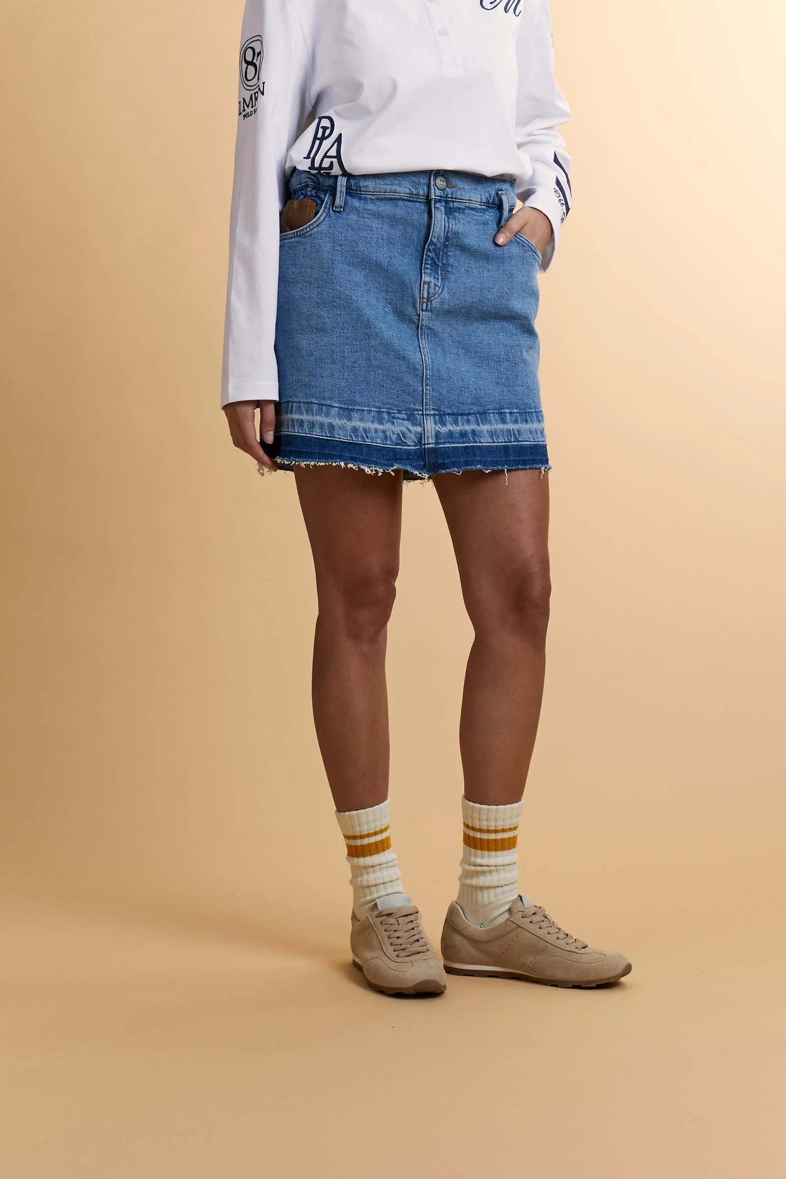 Damen-Denim-Minirock mit Kontrastsaum – Clizia