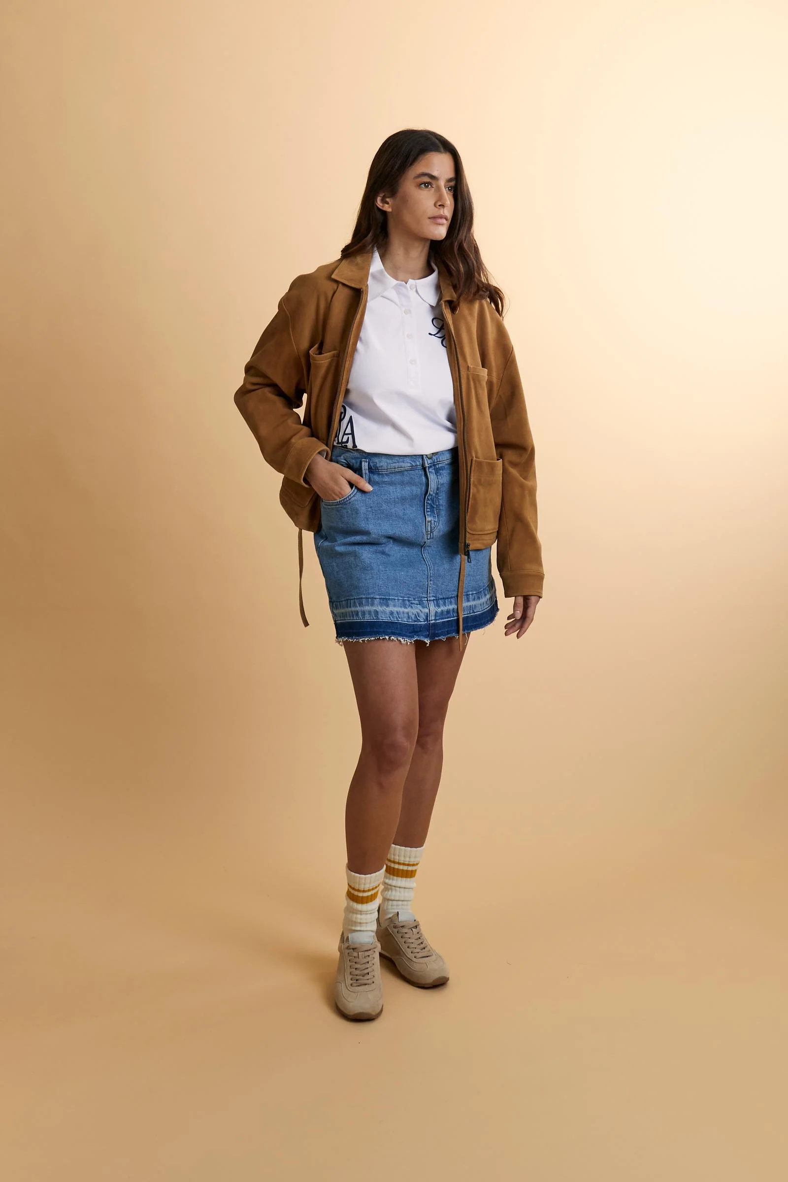 Damen-Denim-Minirock mit Kontrastsaum – Clizia - Image 2