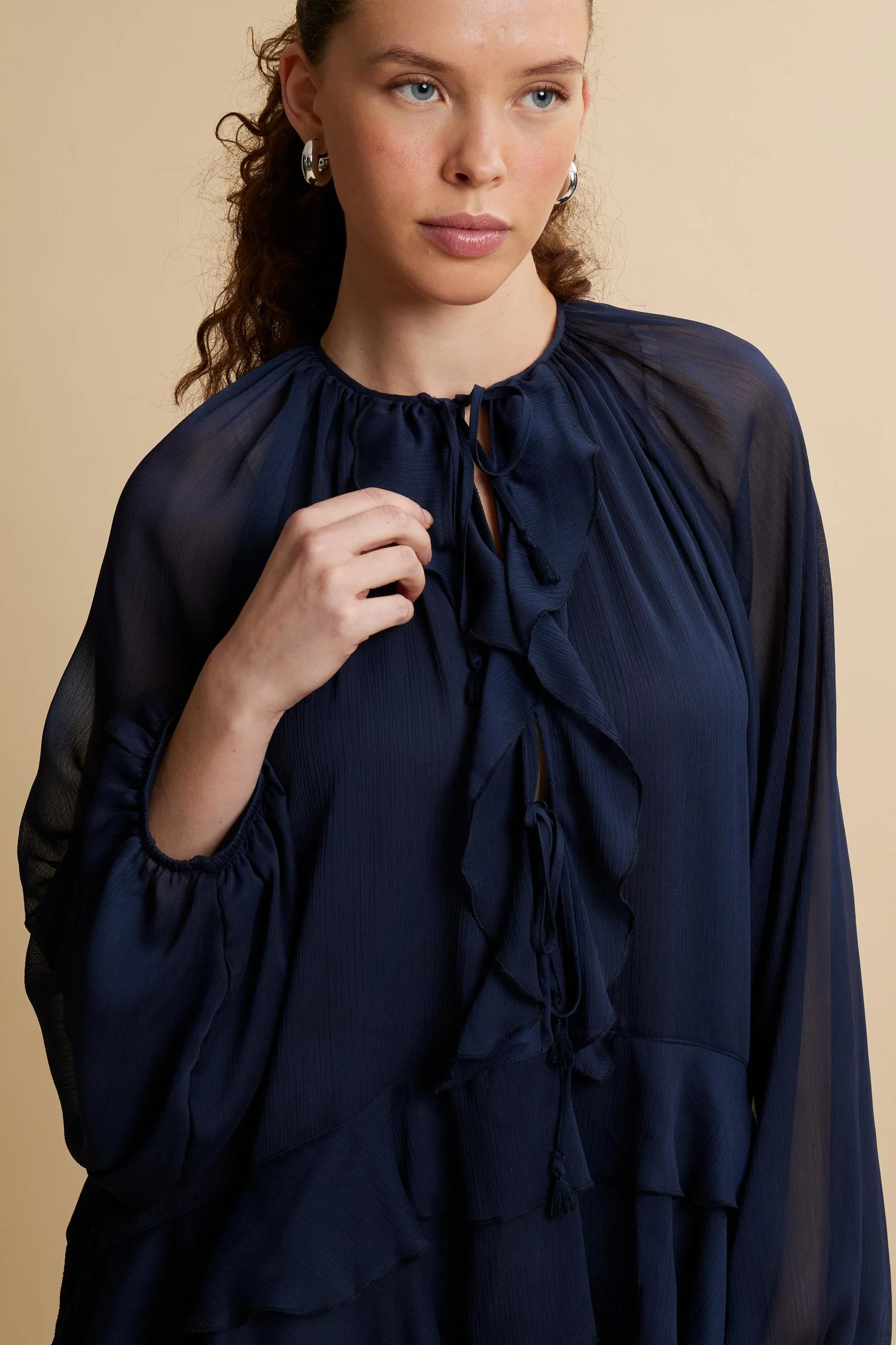 Damen Kleid Crinkle Chiffon mit Volants - Celia - Image 3