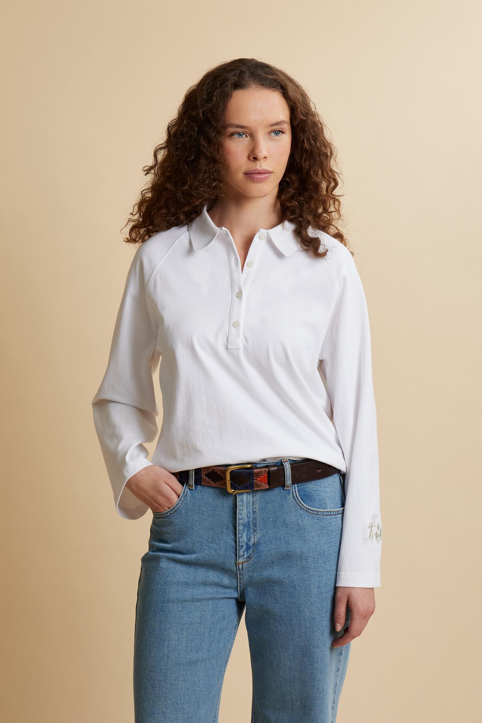 Damen Langarm-Poloshirt aus schwerem Baumwolljersey – Catalina