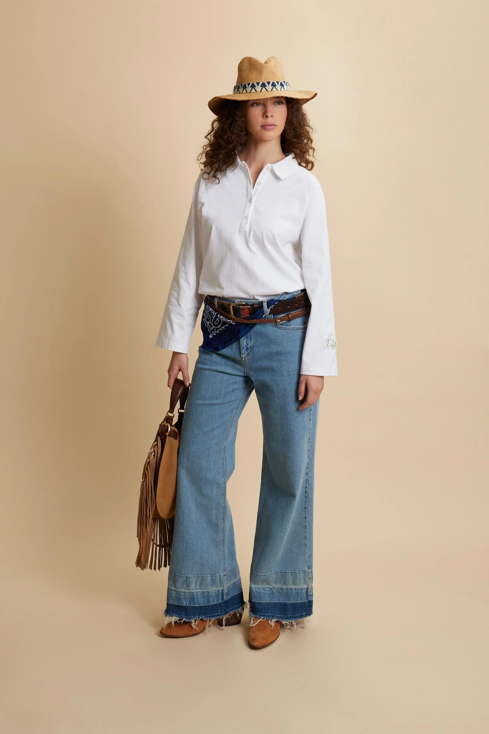 Damen Langarm-Poloshirt aus schwerem Baumwolljersey – Catalina - Image 2
