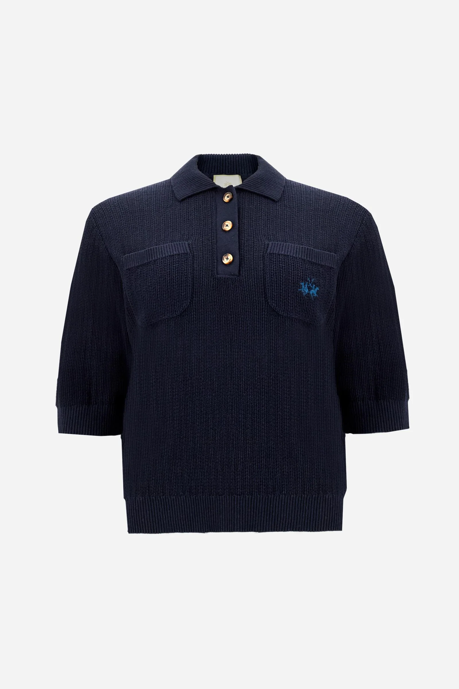 Damen Polo aus Lochstrick mit Taschen - Cesia - Image 5