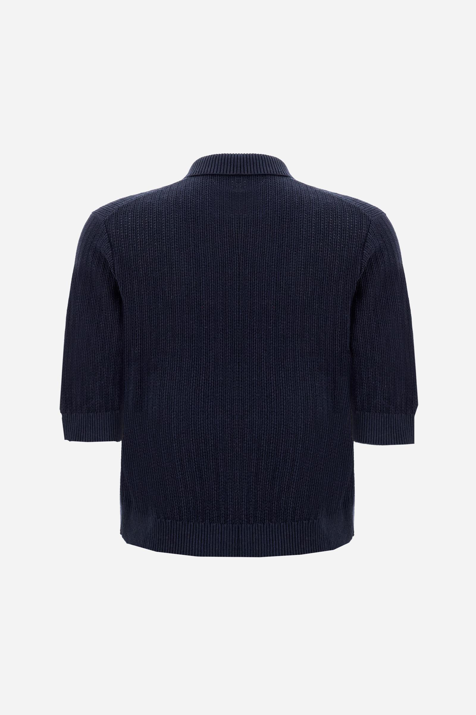 Damen Polo aus Lochstrick mit Taschen - Cesia - Image 6