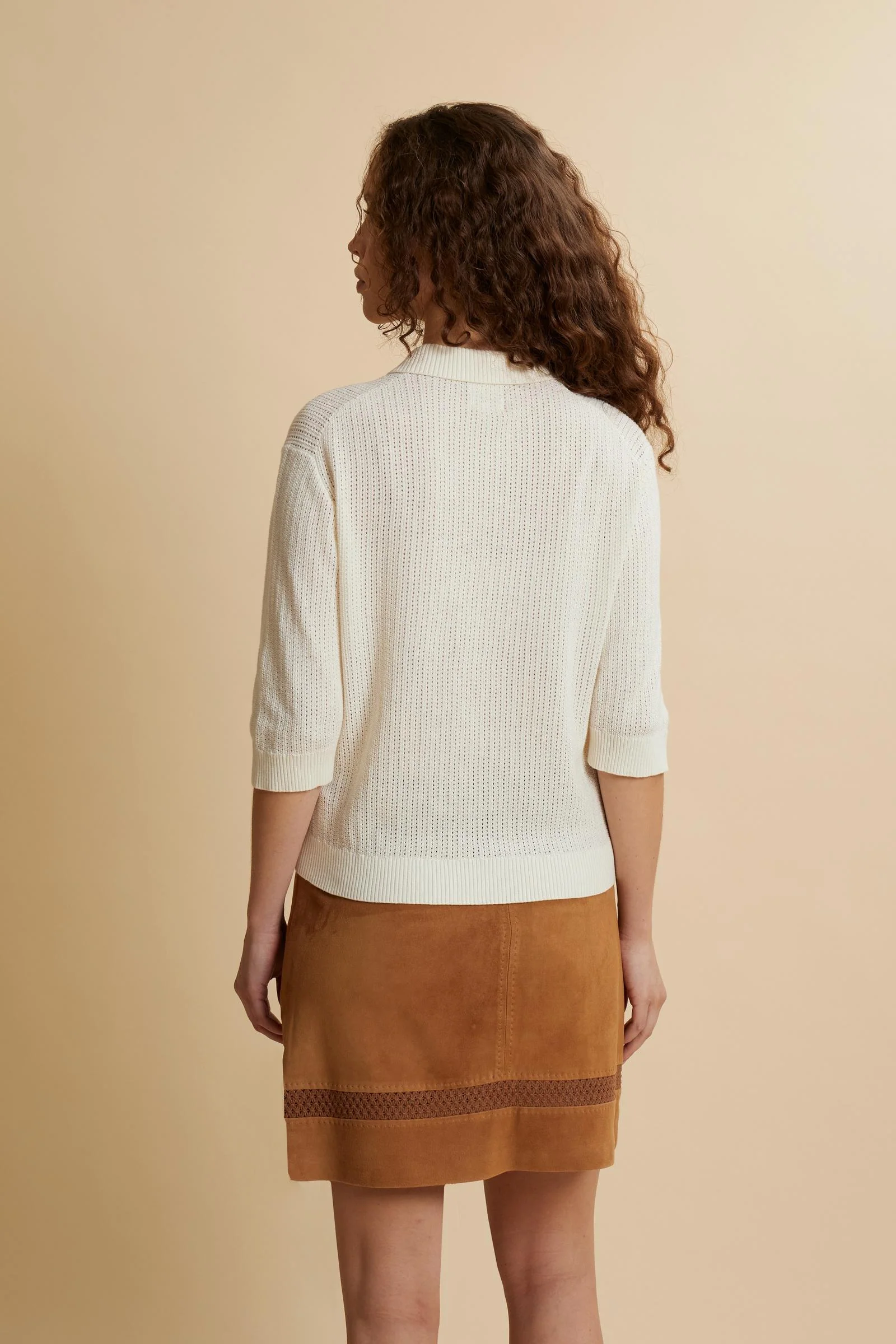 Damen Polo aus Lochstrick mit Taschen - Cesia - Image 4