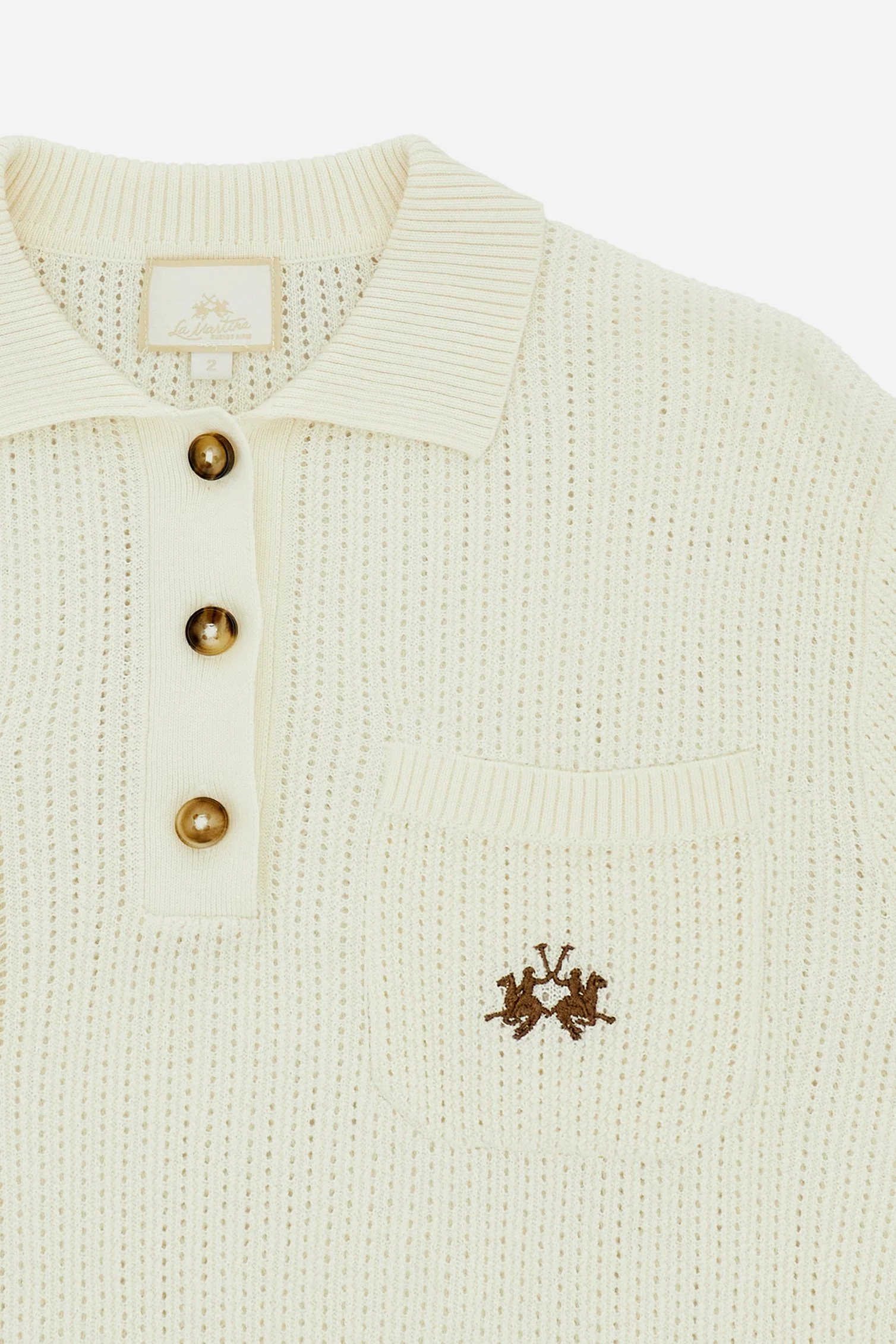 Damen Polo aus Lochstrick mit Taschen - Cesia - Image 7