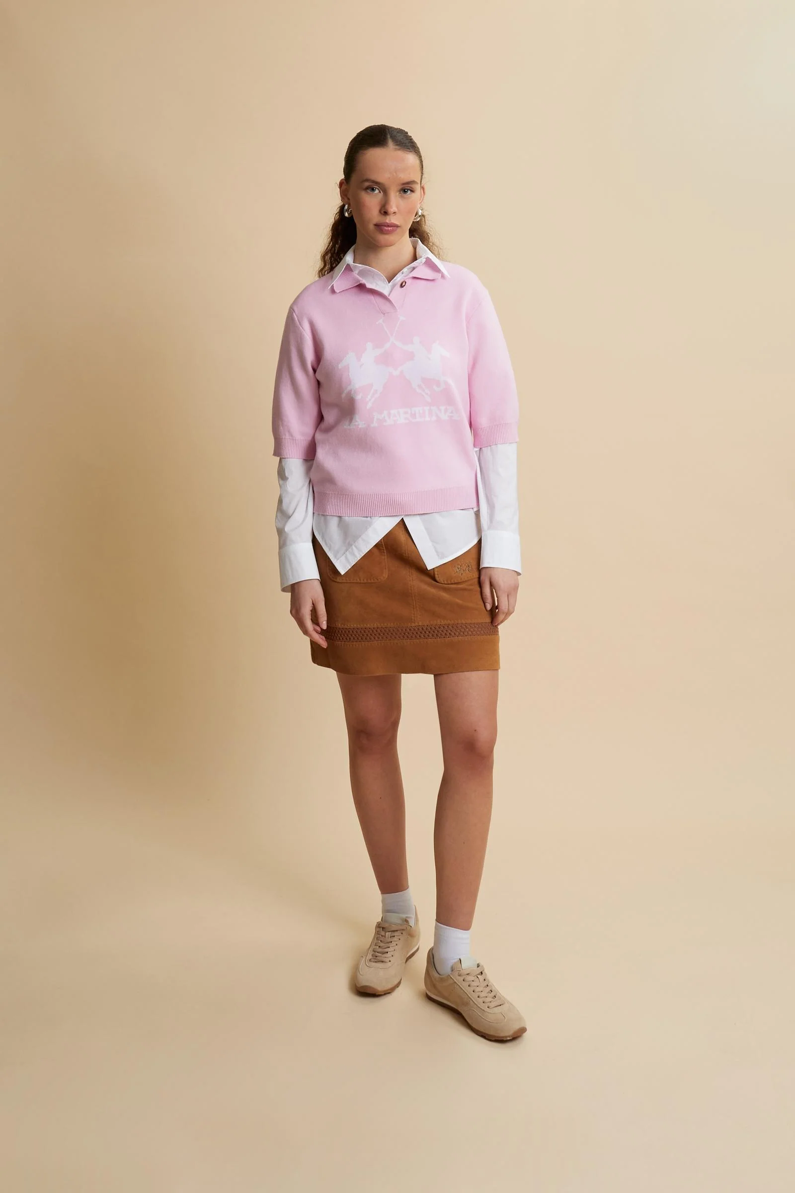 Damen Poloshirt aus kompakter Strickware mit Maxi-Intarsie - Candela - Image 2