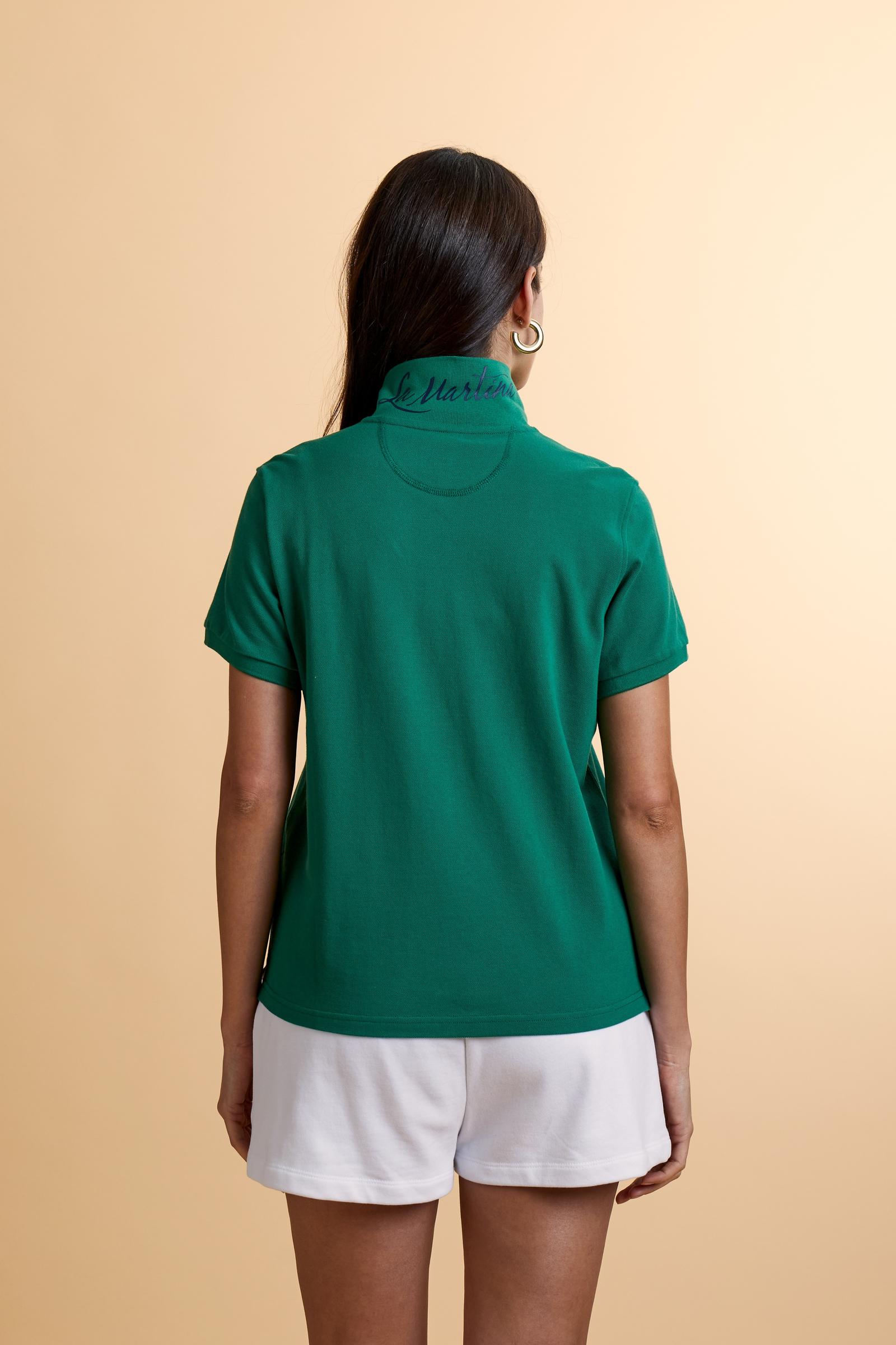 Damen Poloshirt aus Stretch-Piqué mit Schriftzug unter dem Kragen - Clarissa - Image 4
