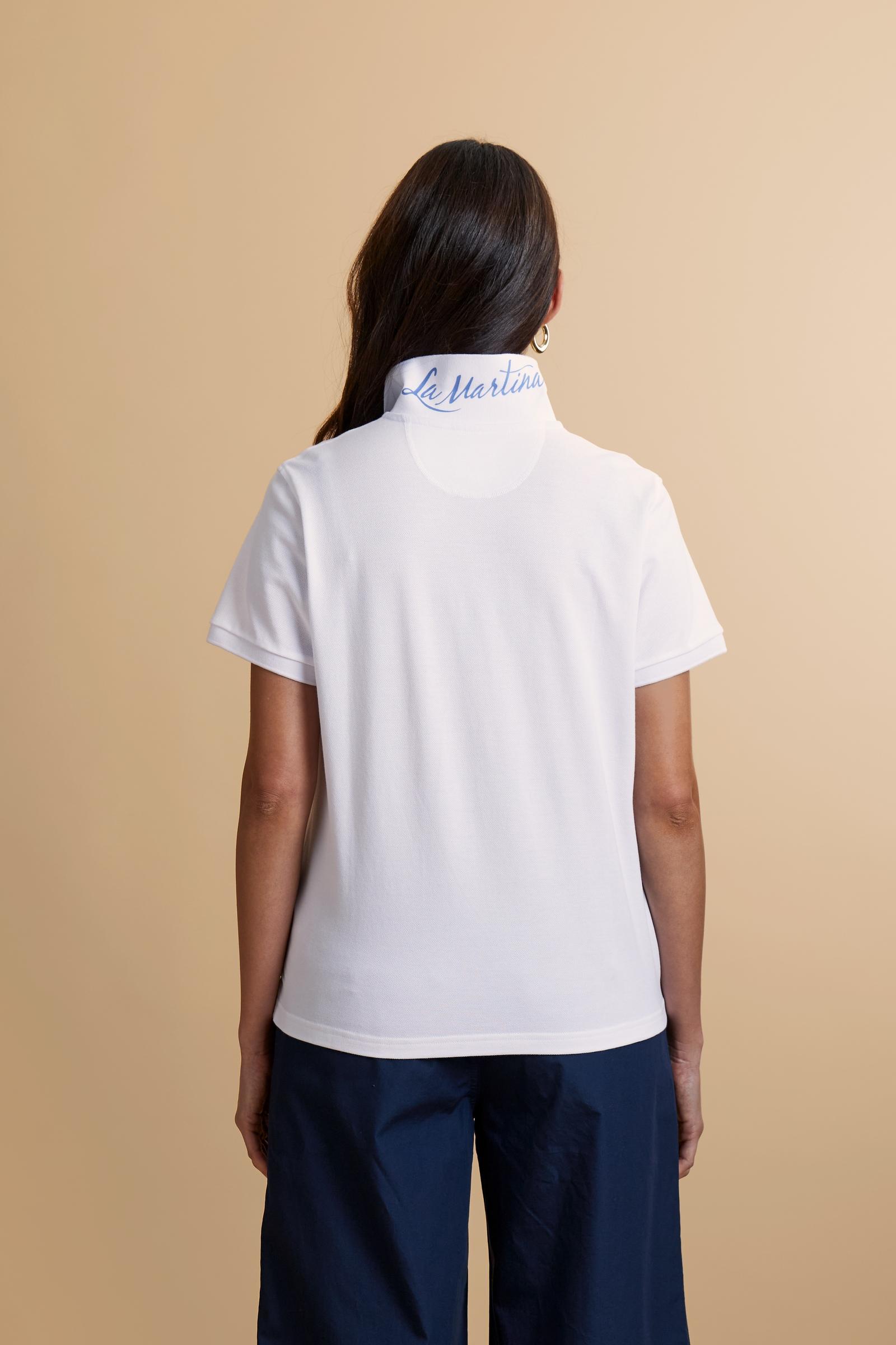 Damen Poloshirt aus Stretch-Piqué mit Schriftzug unter dem Kragen - Clarissa - Image 4