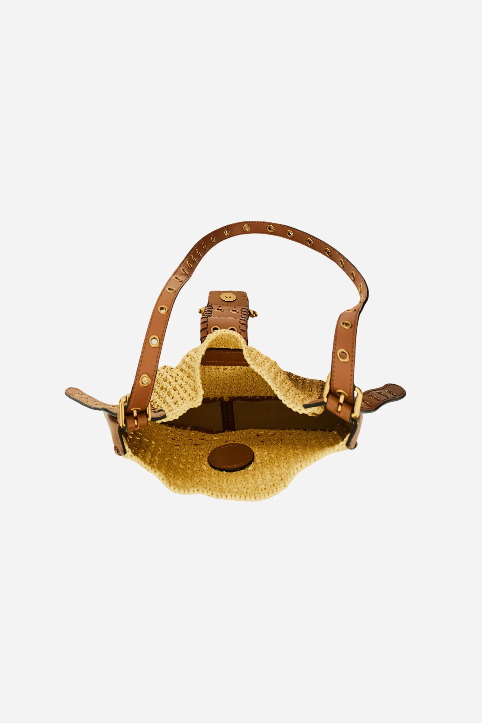 Damen-Umhängetasche aus Leder und Raffia mit Maxi-Logo - Fuego Crossbody - Image 4