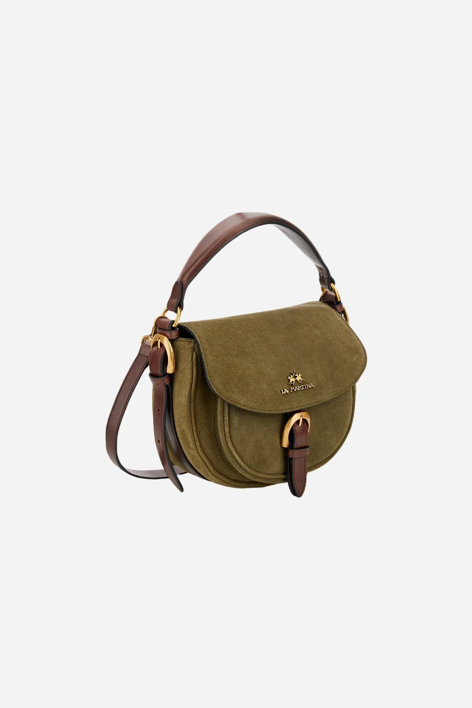 Damen-Umhängetasche aus Veloursleder im Satteldesign - Bandolera - Image 3