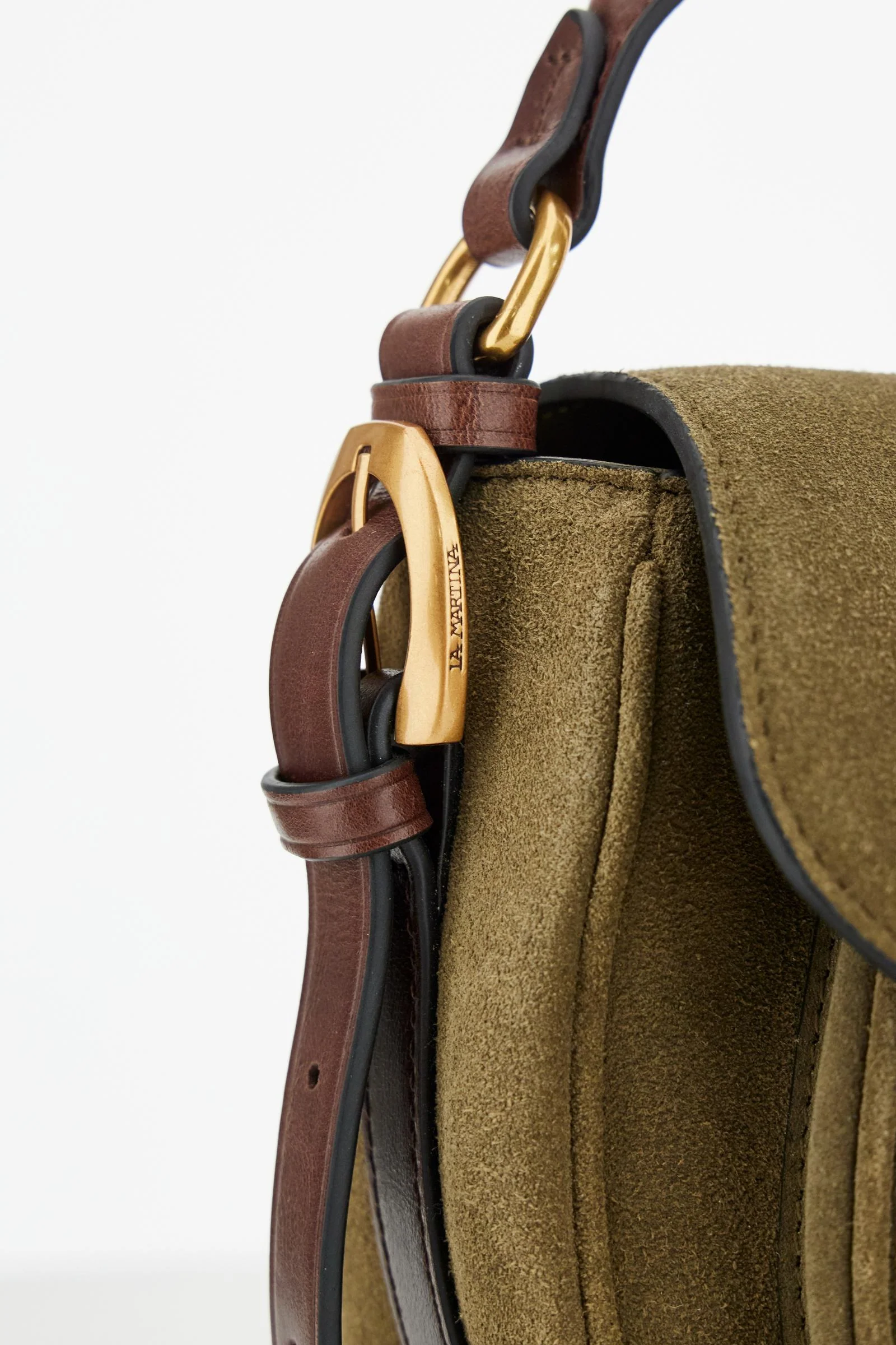 Damen-Umhängetasche aus Veloursleder im Satteldesign - Bandolera - Image 6