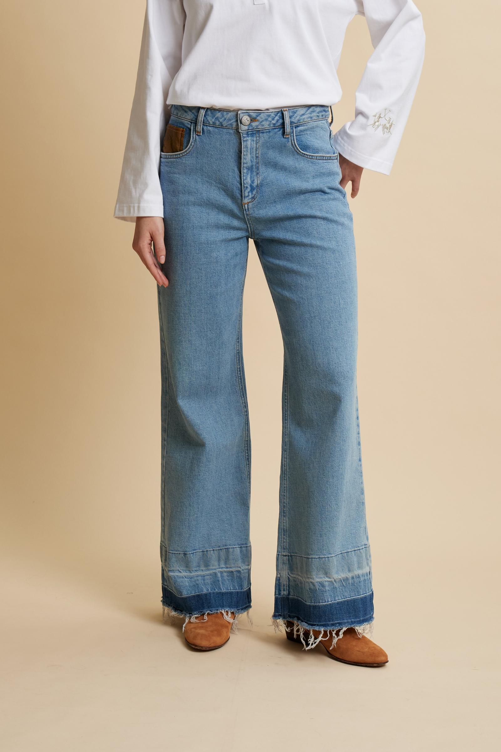Damen-Wide-Leg-Jeans aus Denim mit roher Kante – Clyde