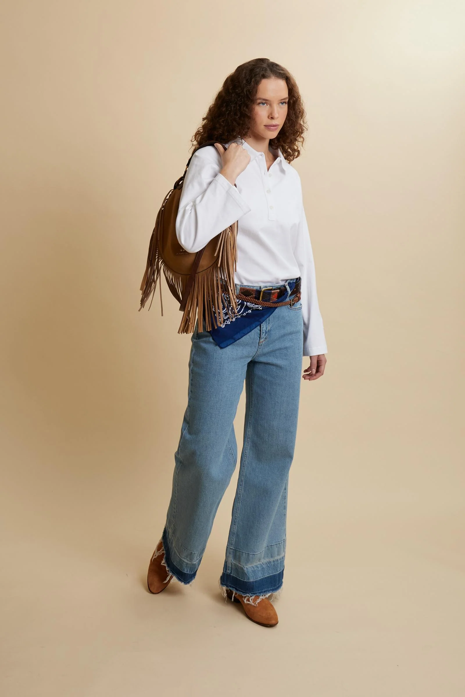 Damen-Wide-Leg-Jeans aus Denim mit roher Kante – Clyde - Image 2