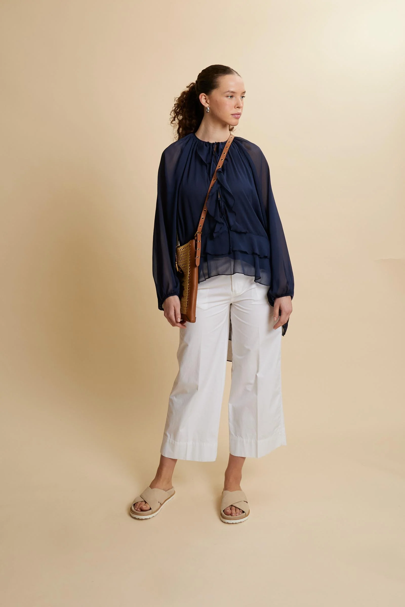 Damen Wide Leg Popeline Hose - Catriel - Image 2