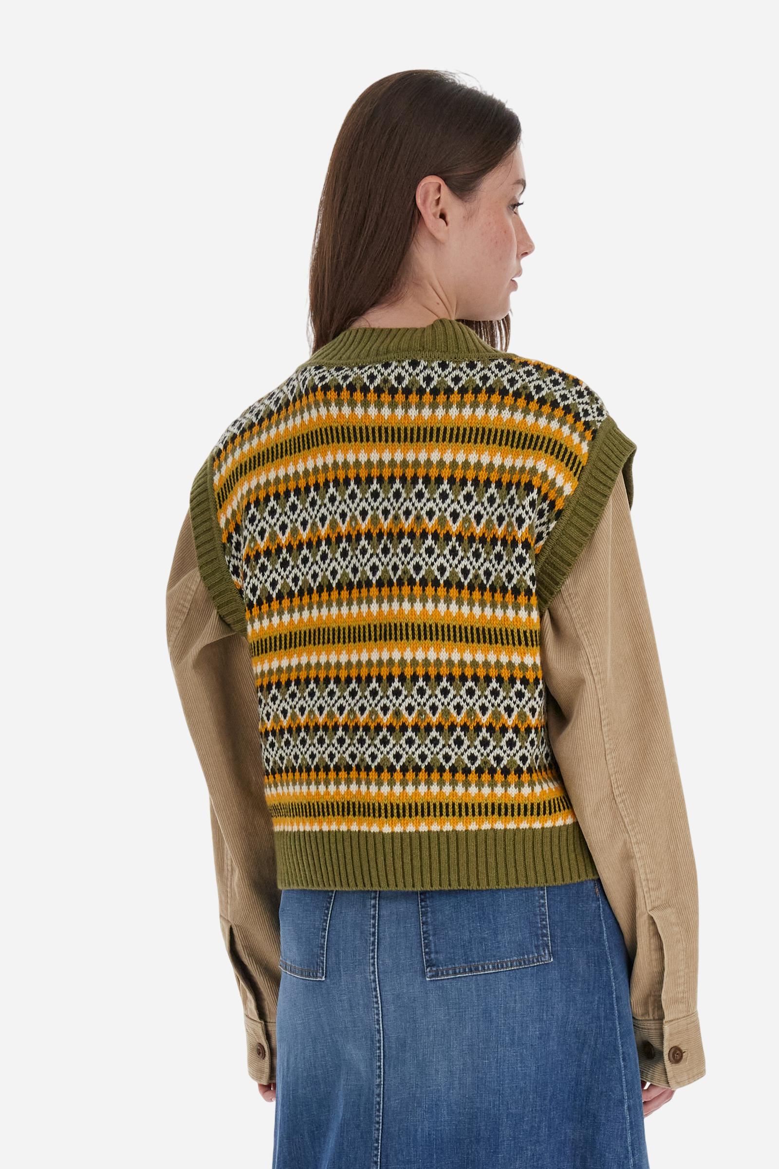Damenweste aus Jacquard-Strick mit Streifenmuster - Berta - Image 4