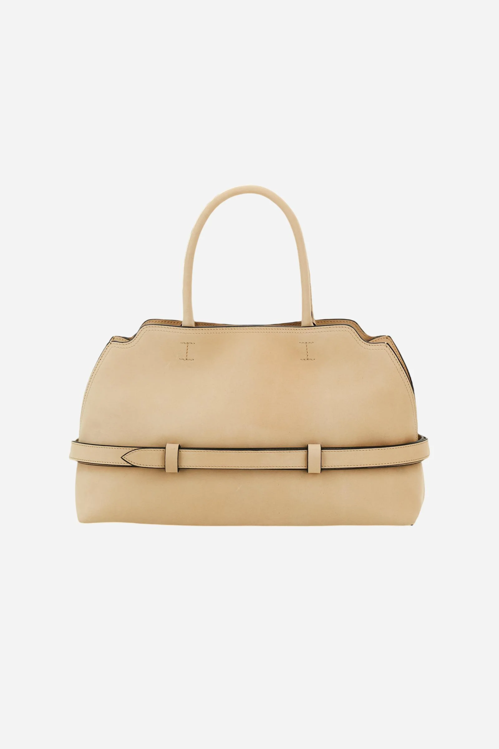 Handtasche aus Veloursleder mit dekorativen Riemen - Tote - Image 2