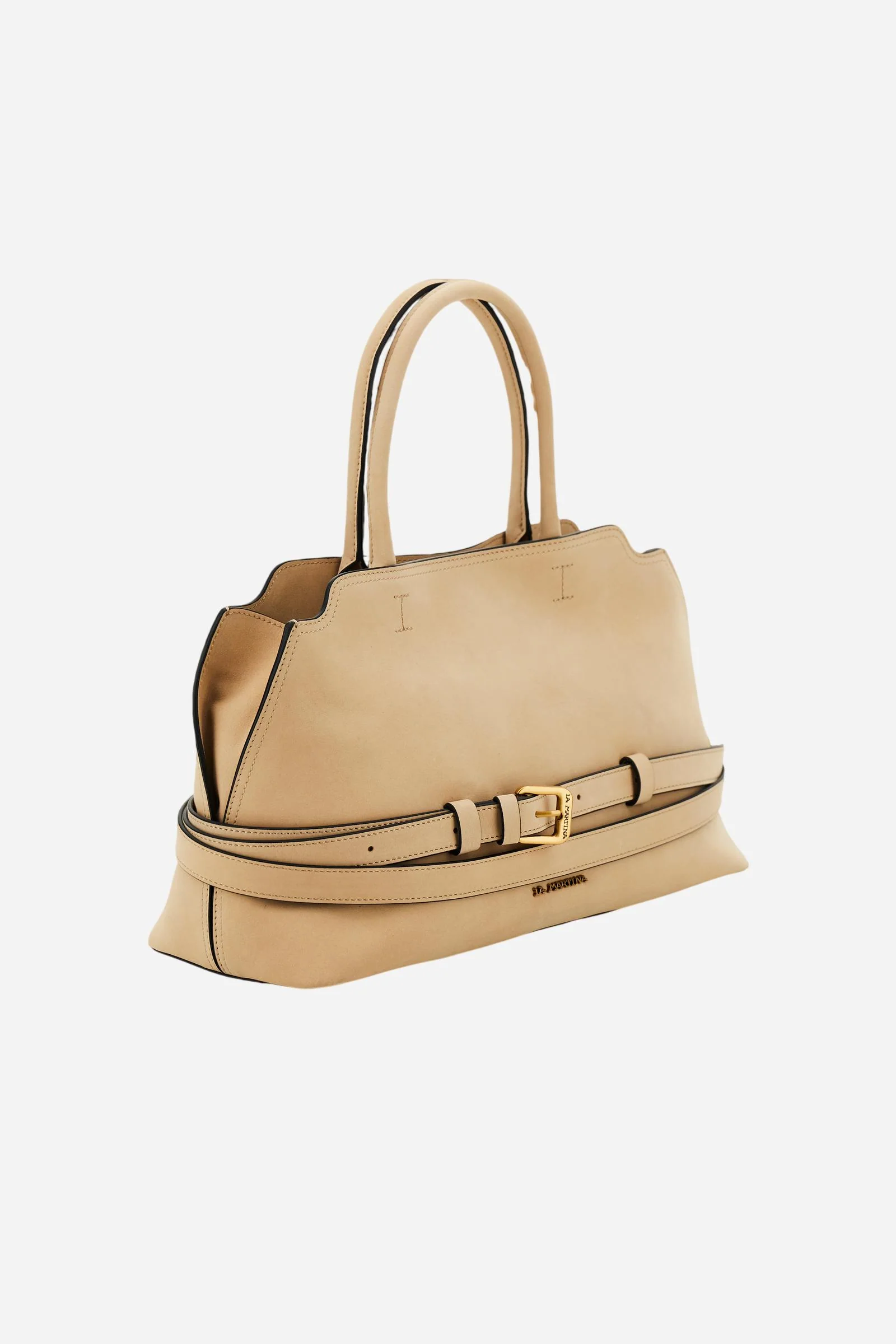 Handtasche aus Veloursleder mit dekorativen Riemen - Tote - Image 3