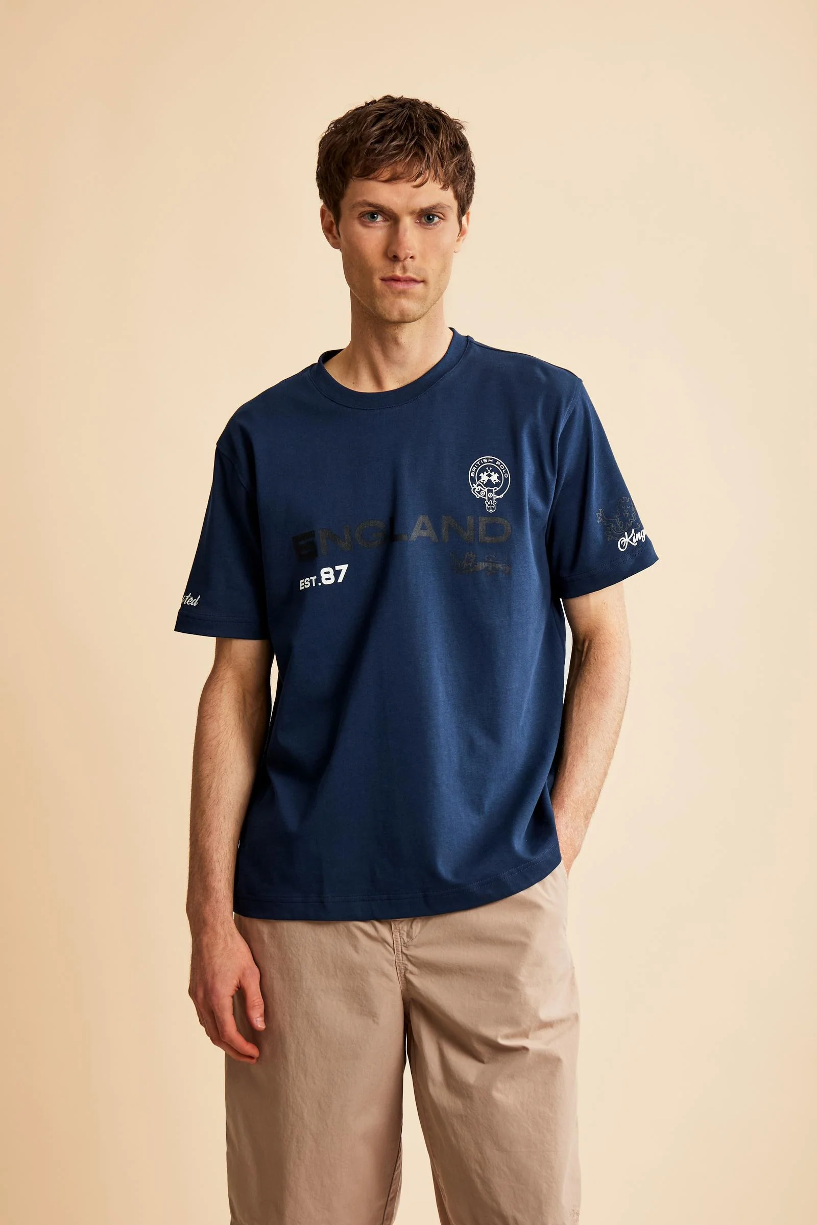 Herren-Baumwoll-T-Shirt mit Polo-Club-Pferd – Camron