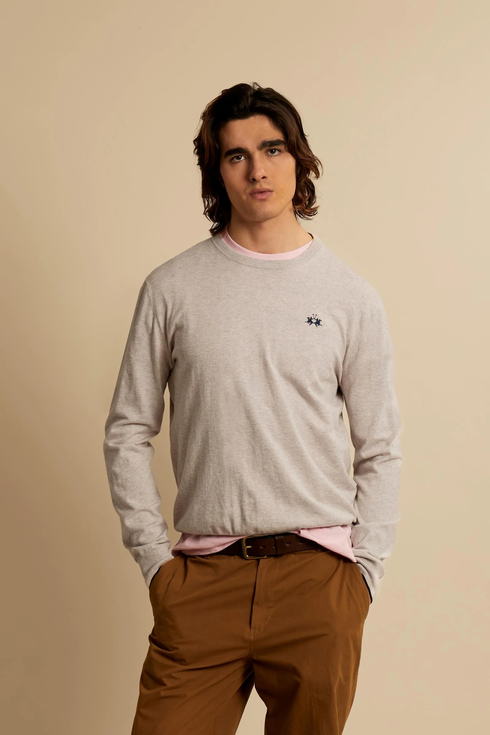 Herren Baumwollpullover Rundhals Iconic - Costantino