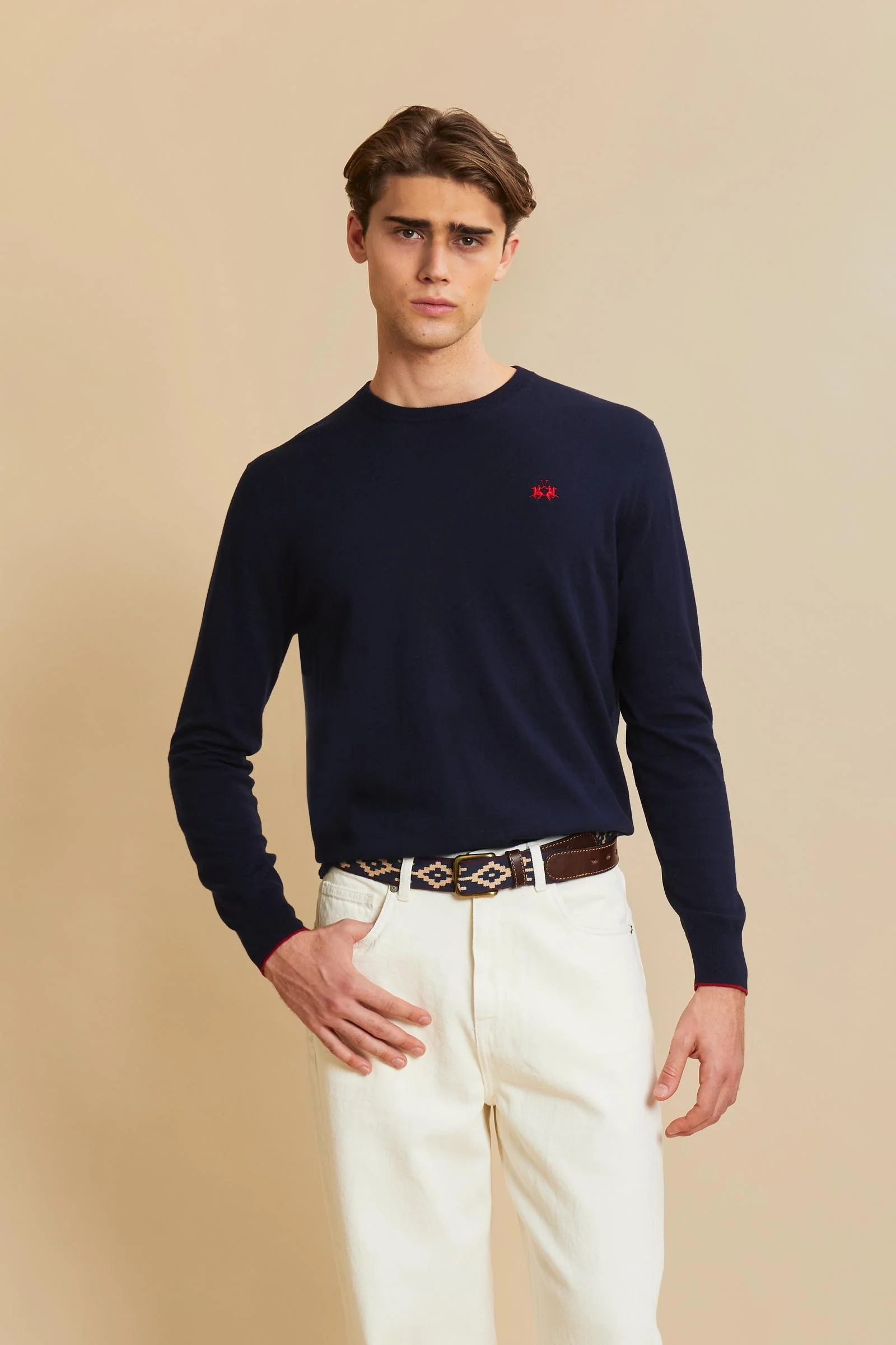 Herren Baumwollpullover Rundhals Iconic - Costantino