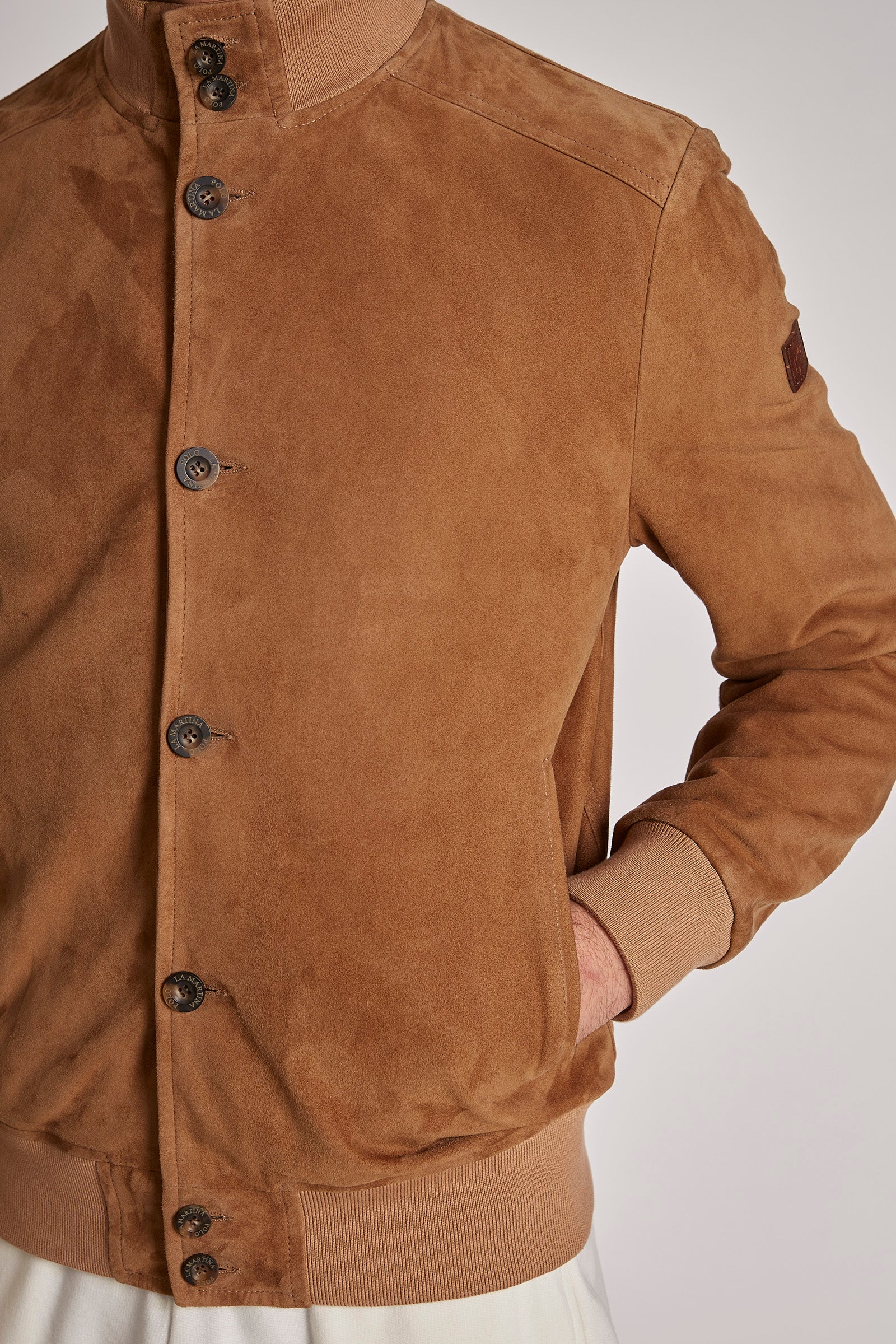 Herren-Bomberjacke aus Veloursleder mit Knopfverschluss - Image 3
