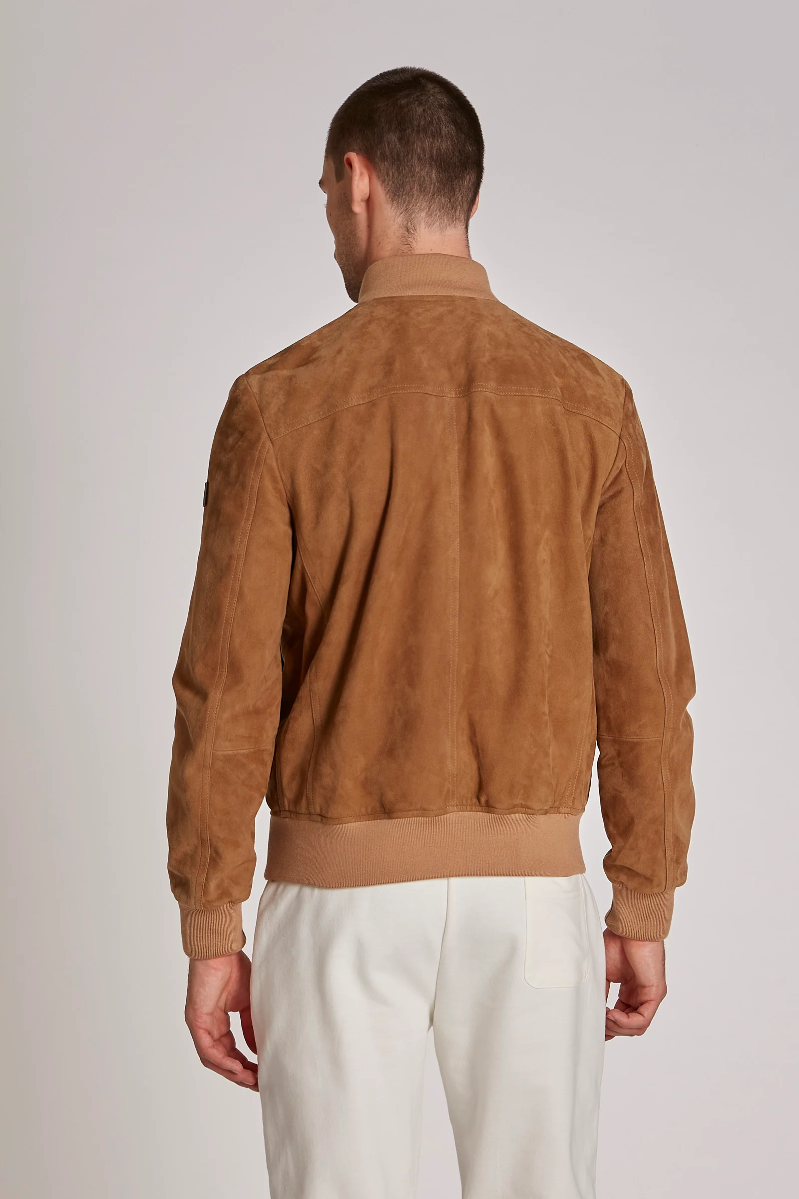 Herren-Bomberjacke aus Veloursleder mit Knopfverschluss - Image 4