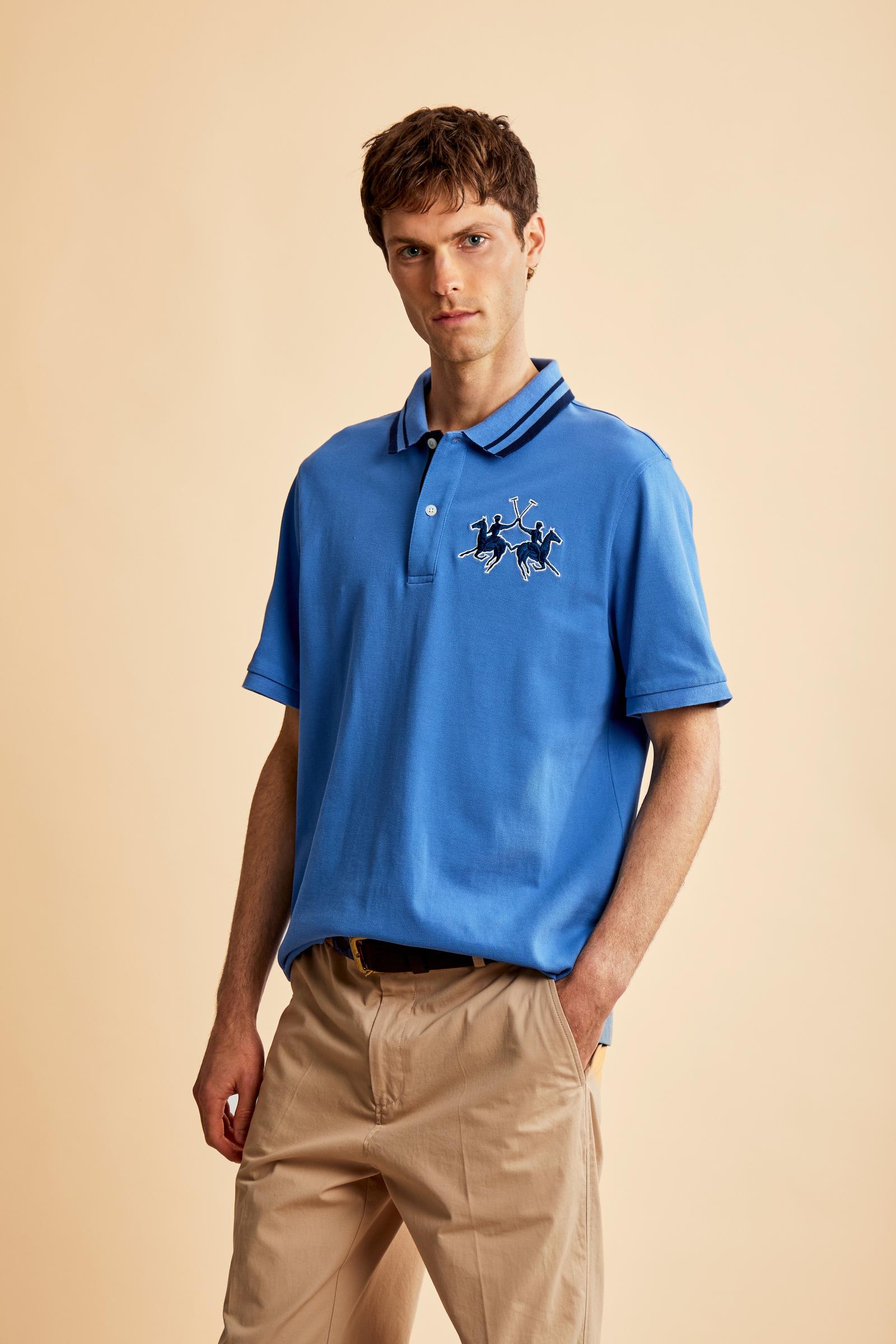 Herren Kurzarm-Poloshirt aus Piqué mit 3D-Maxi-Logo – Coty