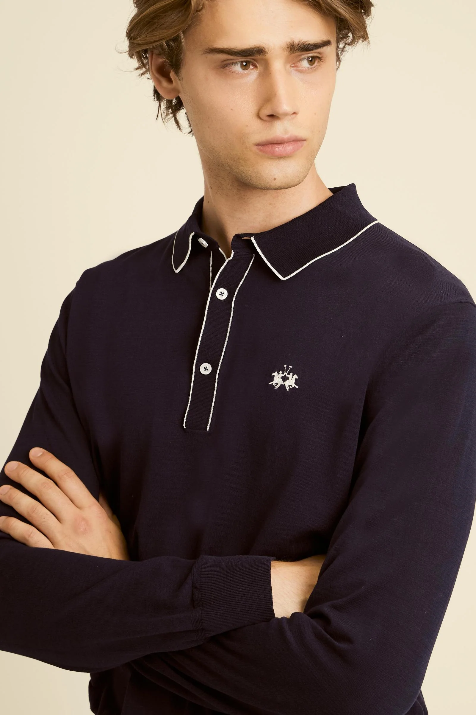 Herren Langarm-Poloshirt aus Baumwolle Silk Touch - Crisanto - Image 3