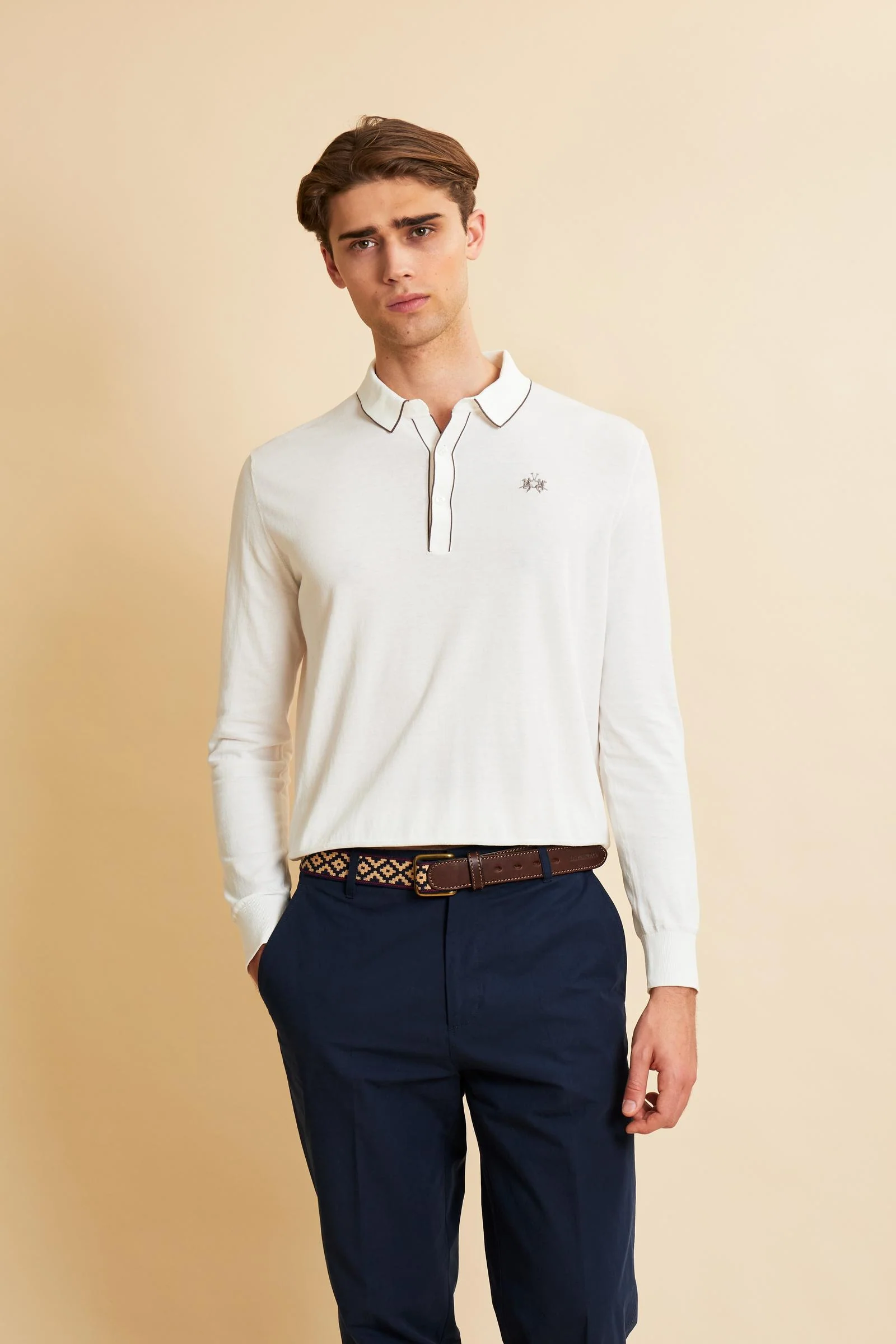Herren Langarm-Poloshirt aus Baumwolle Silk Touch - Crisanto