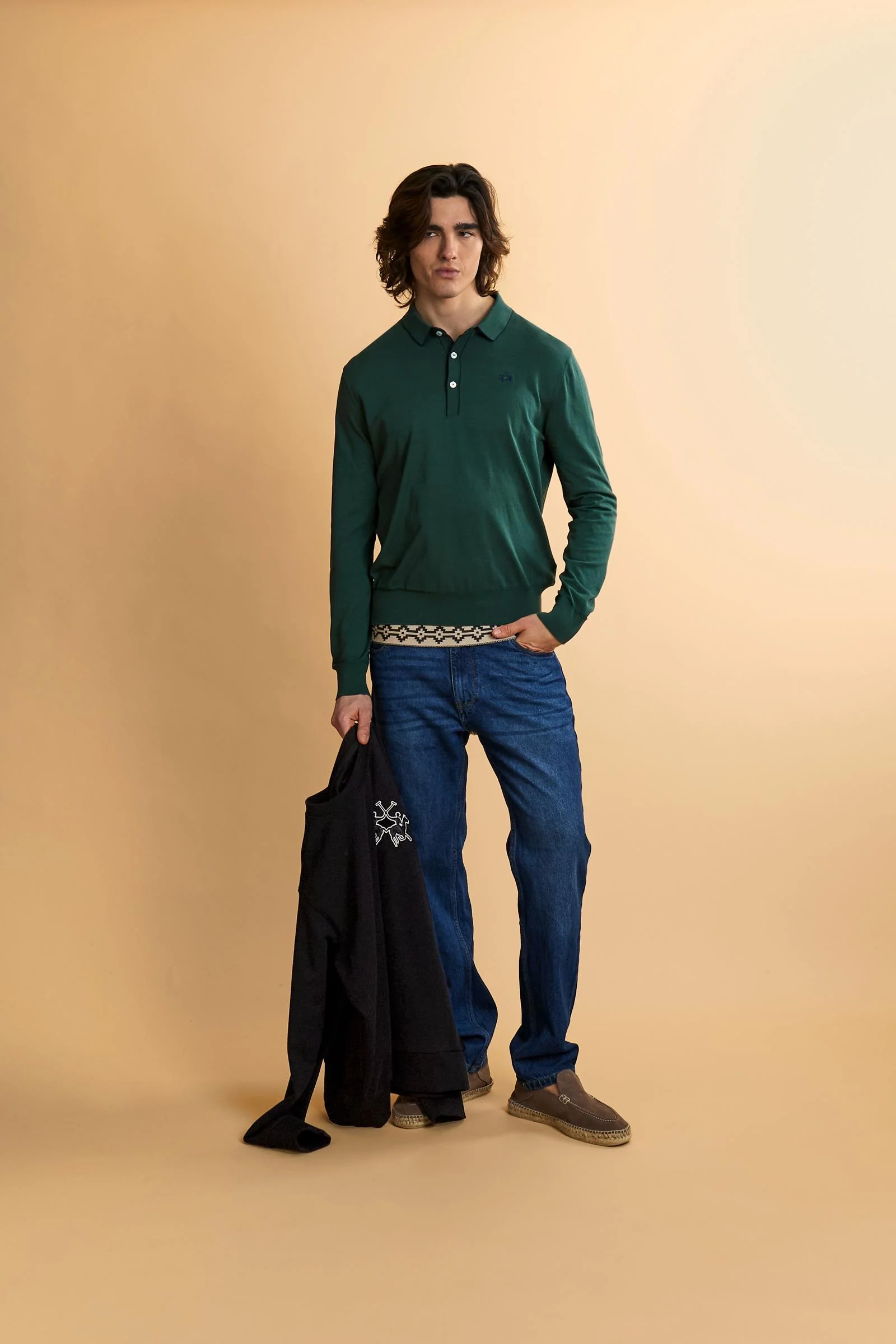 Herren Langarm-Poloshirt aus Baumwolle Silk Touch - Crisanto - Image 2
