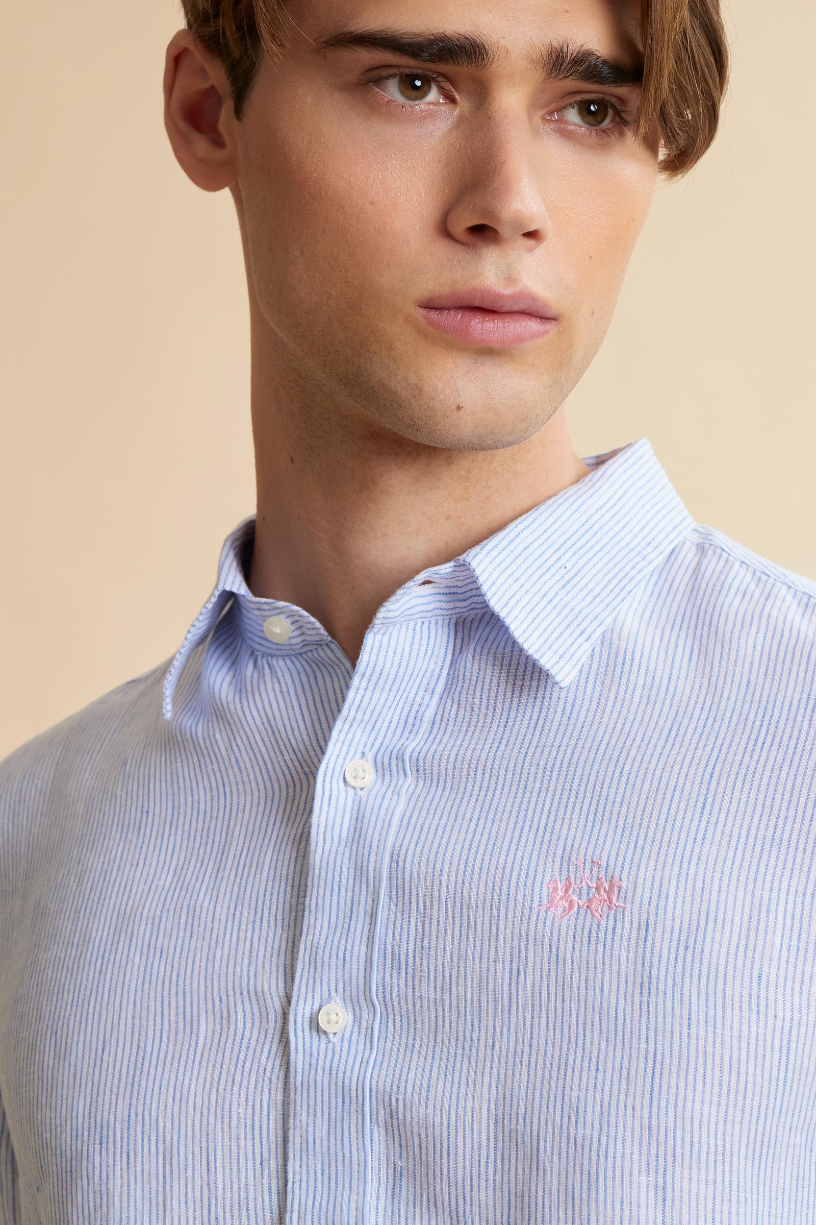 Herren Leinenhemd gestreift langarm - Taron - Image 3