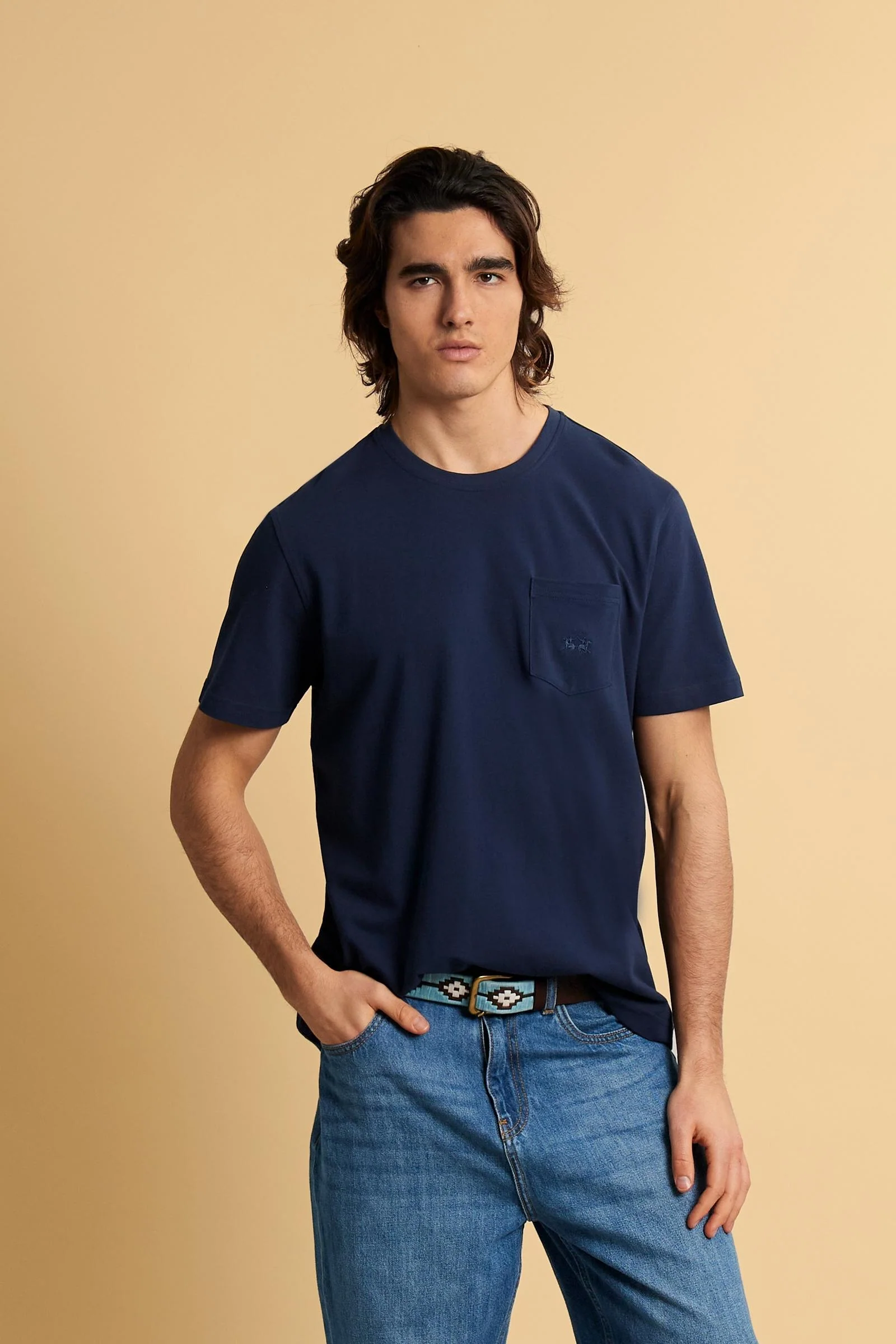 Herren-Piqué-T-Shirt mit Tasche – Agustin