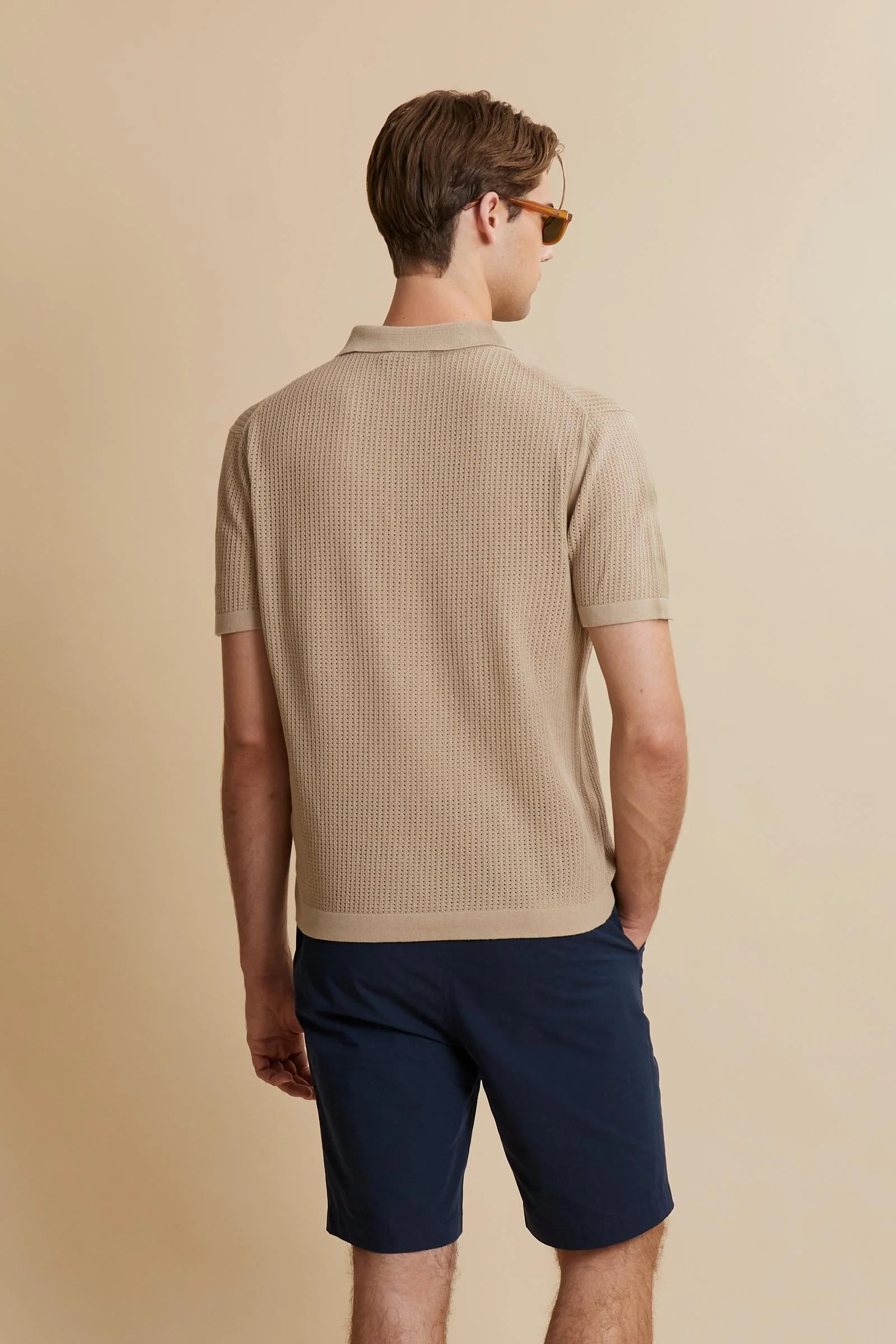 Herren-Poloshirt aus durchbrochenem Bio-Baumwollstrick - Carlton - Image 4