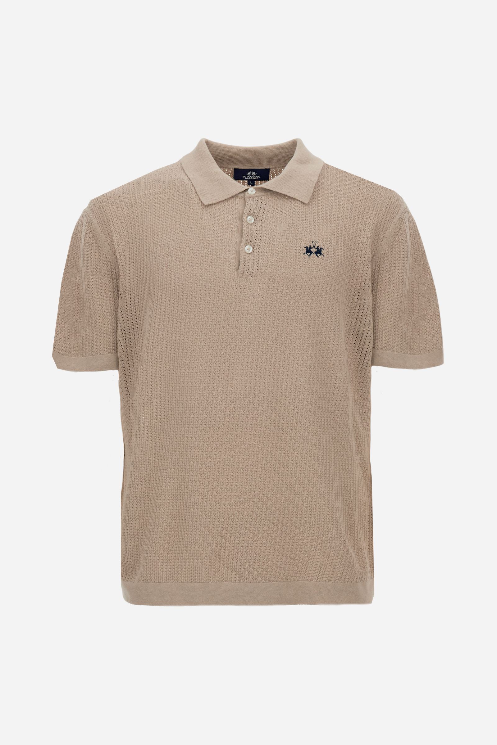 Herren-Poloshirt aus durchbrochenem Bio-Baumwollstrick - Carlton - Image 5