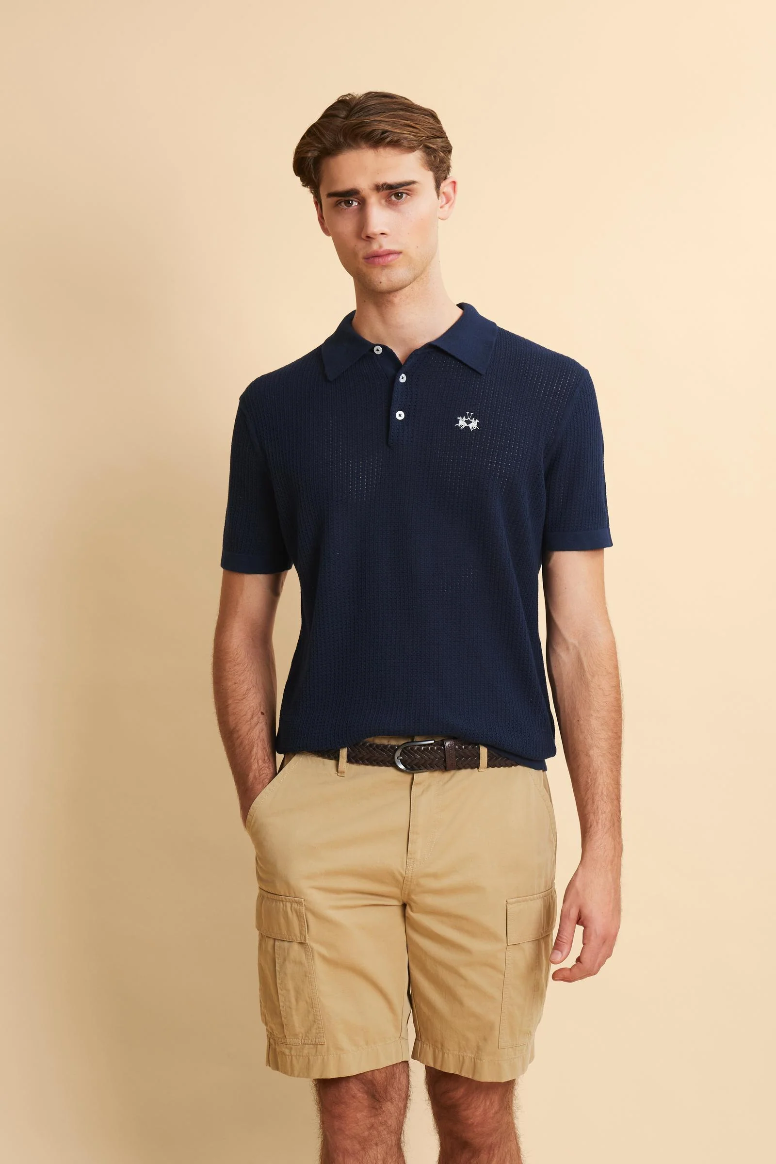 Herren-Poloshirt aus durchbrochenem Bio-Baumwollstrick - Carlton