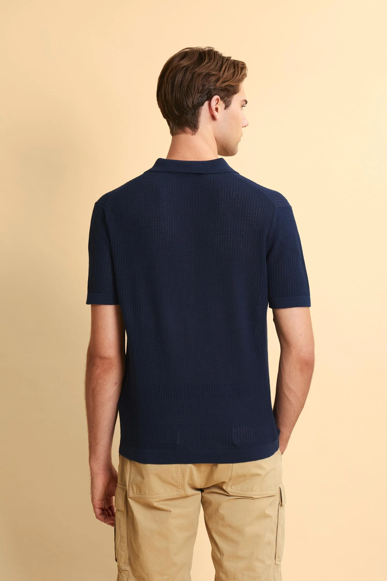 Herren-Poloshirt aus durchbrochenem Bio-Baumwollstrick - Carlton - Image 4