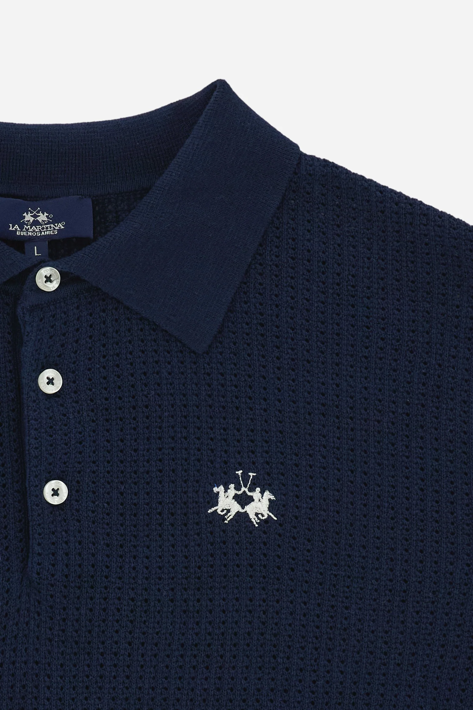 Herren-Poloshirt aus durchbrochenem Bio-Baumwollstrick - Carlton - Image 7