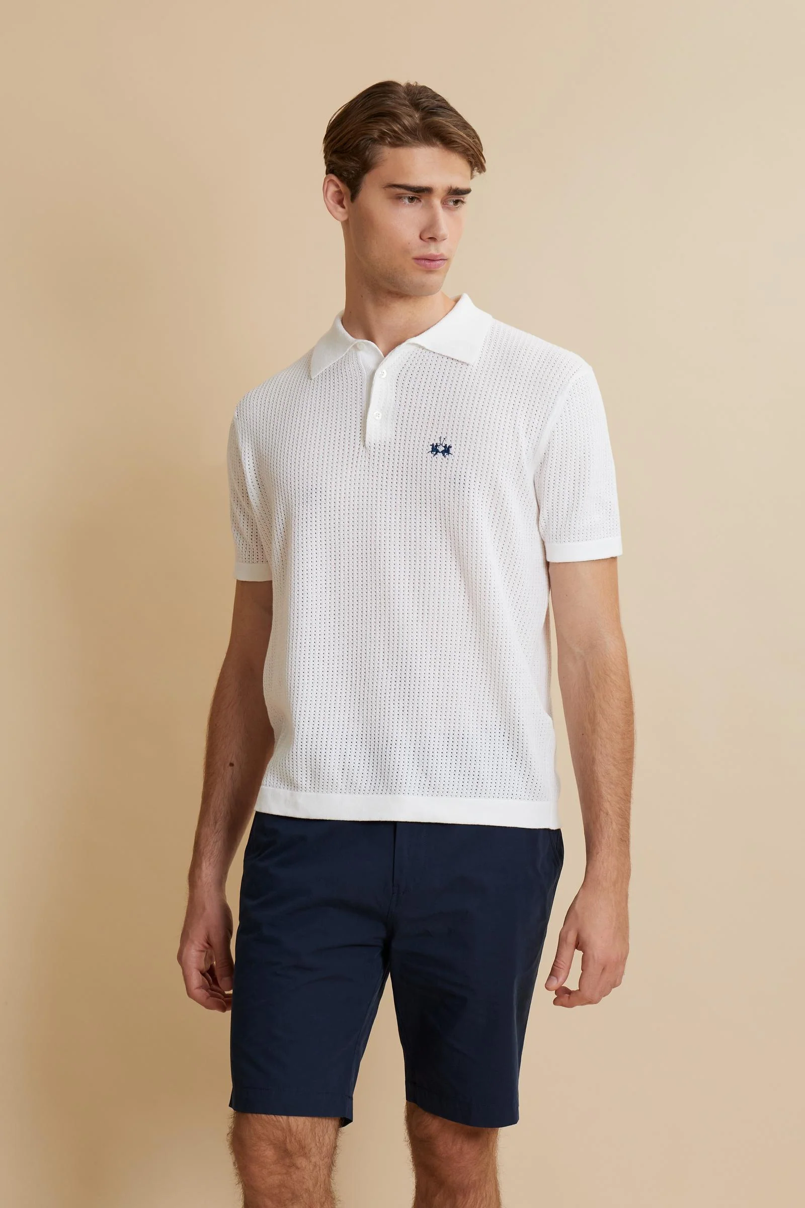 Herren-Poloshirt aus durchbrochenem Bio-Baumwollstrick - Carlton
