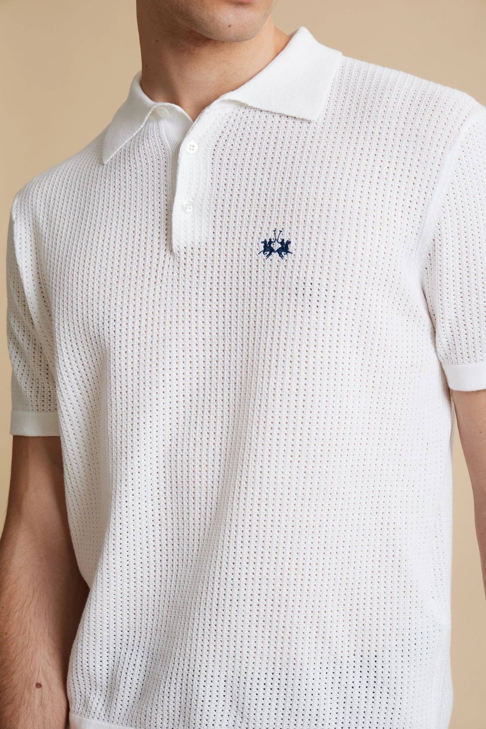 Herren-Poloshirt aus durchbrochenem Bio-Baumwollstrick - Carlton - Image 3