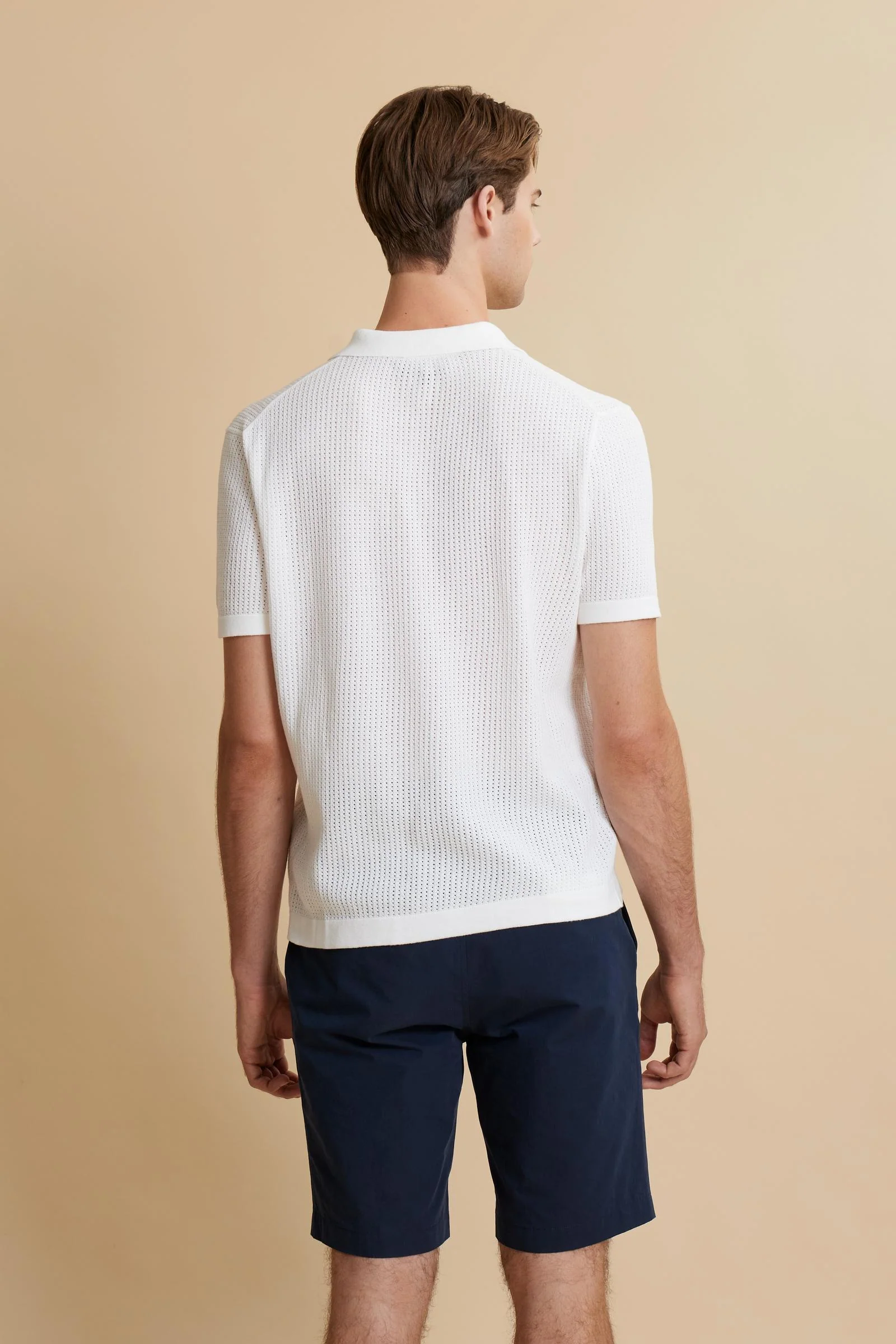 Herren-Poloshirt aus durchbrochenem Bio-Baumwollstrick - Carlton - Image 4