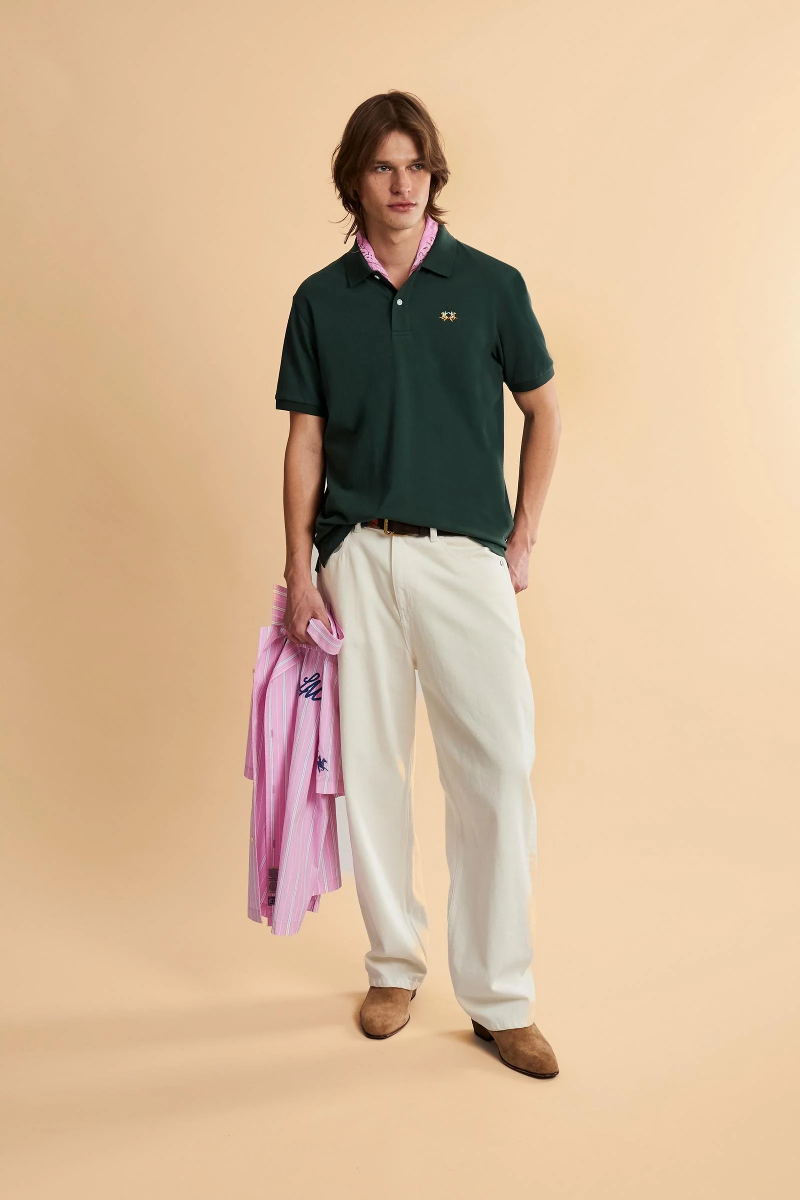 Herren Poloshirt aus Stretch-Piqué mit Trikolore-Logo - Eduardo - Image 2