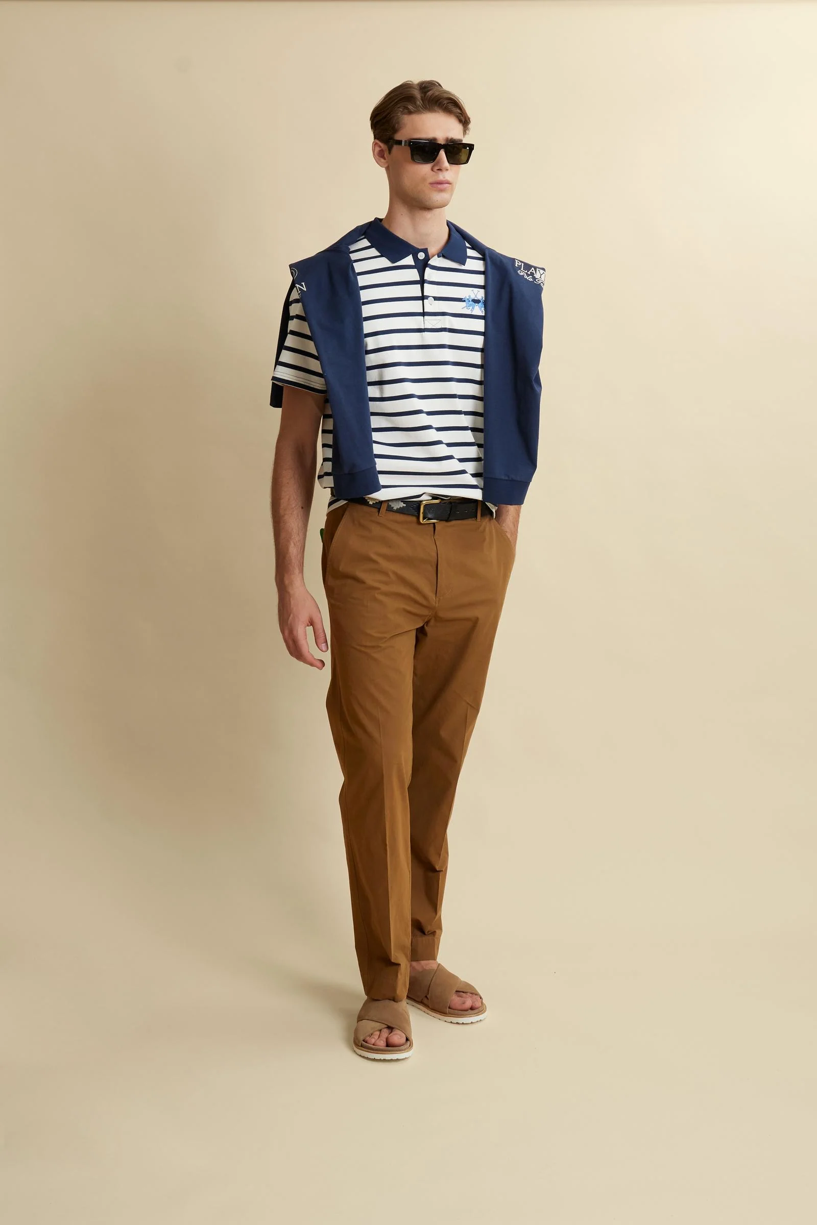Herren-Poloshirt mit kurzen Ärmeln aus gestreiftem Heavy Jersey - Claudius - Image 2
