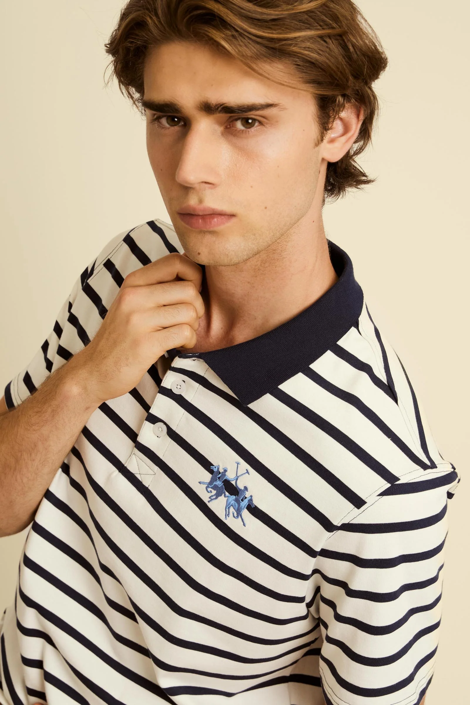 Herren-Poloshirt mit kurzen Ärmeln aus gestreiftem Heavy Jersey - Claudius - Image 3